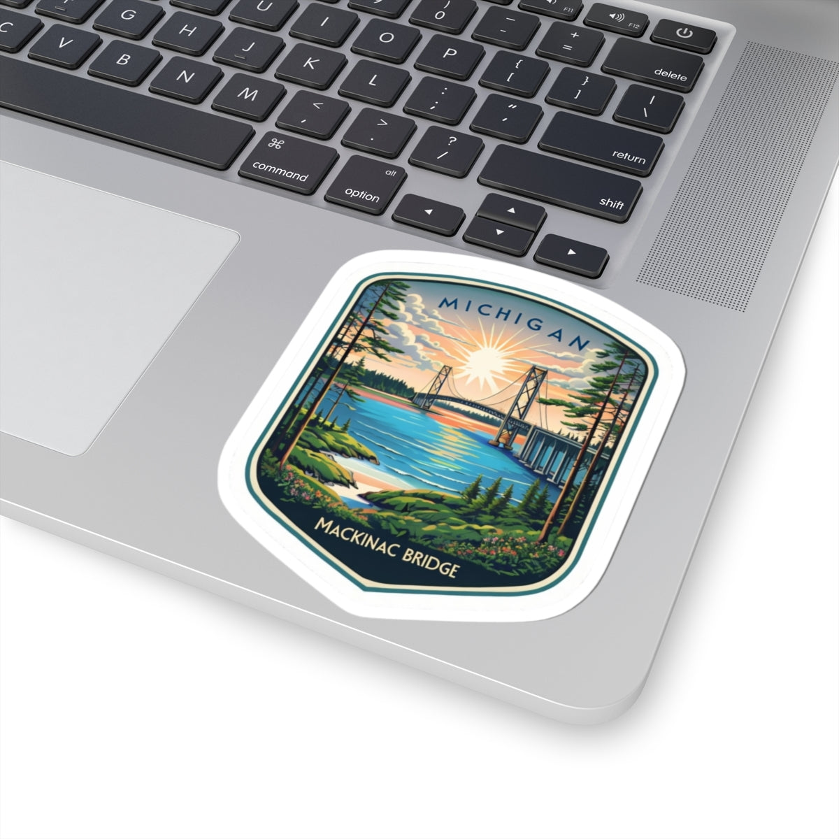 Michigan Mackinac Bridge, Great Lakes, Mackinaw City, St Ignace Kiss-Cut Stickers, Pure Michigan, Notebook, Journal