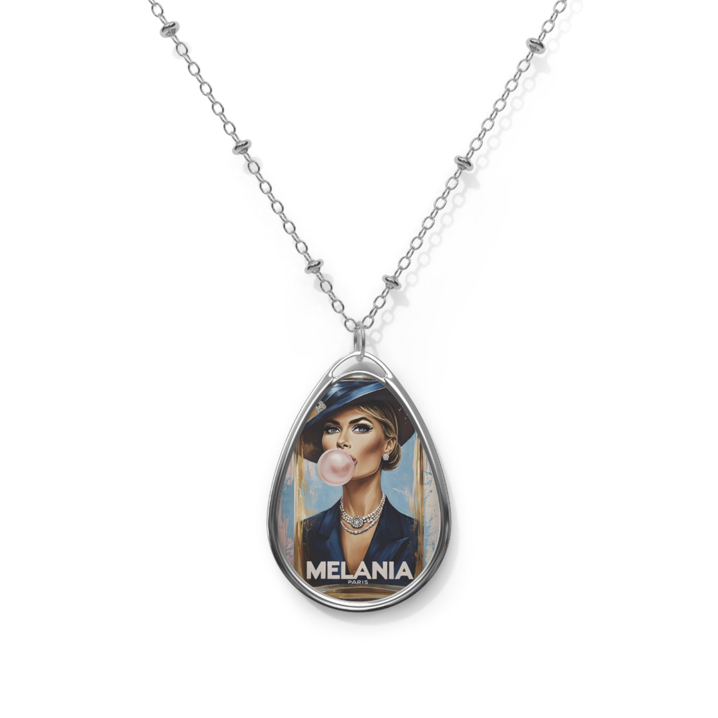 Oval Necklace - Melania Trump, First Lady, United States - Mother's Day, Valentine's Day, Gift for Her, Political Jewelry, Patriotic