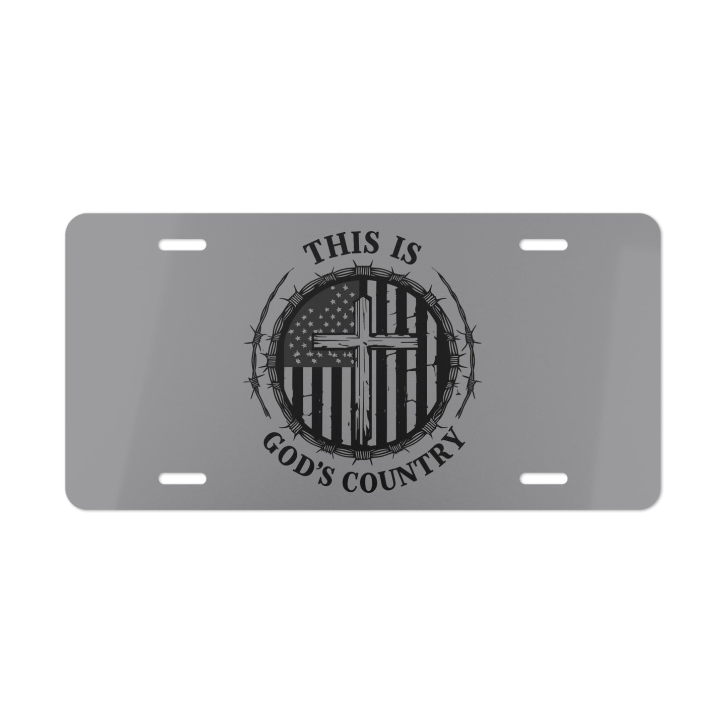God's Country Vanity Plate - Rustic Home Decor, Christian Gift, Car Accessory, Wall Art, Personalized Garage Decor