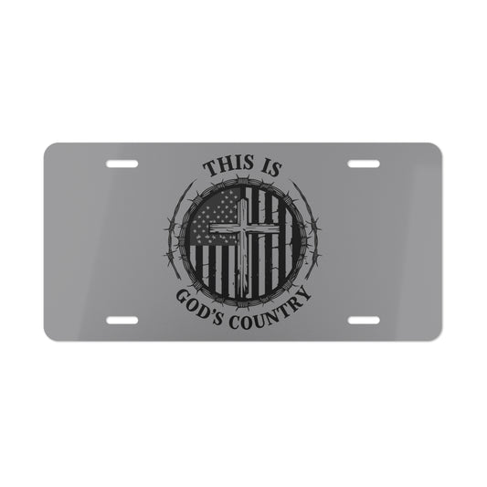 God's Country Vanity Plate - Rustic Home Decor, Christian Gift, Car Accessory, Wall Art, Personalized Garage Decor