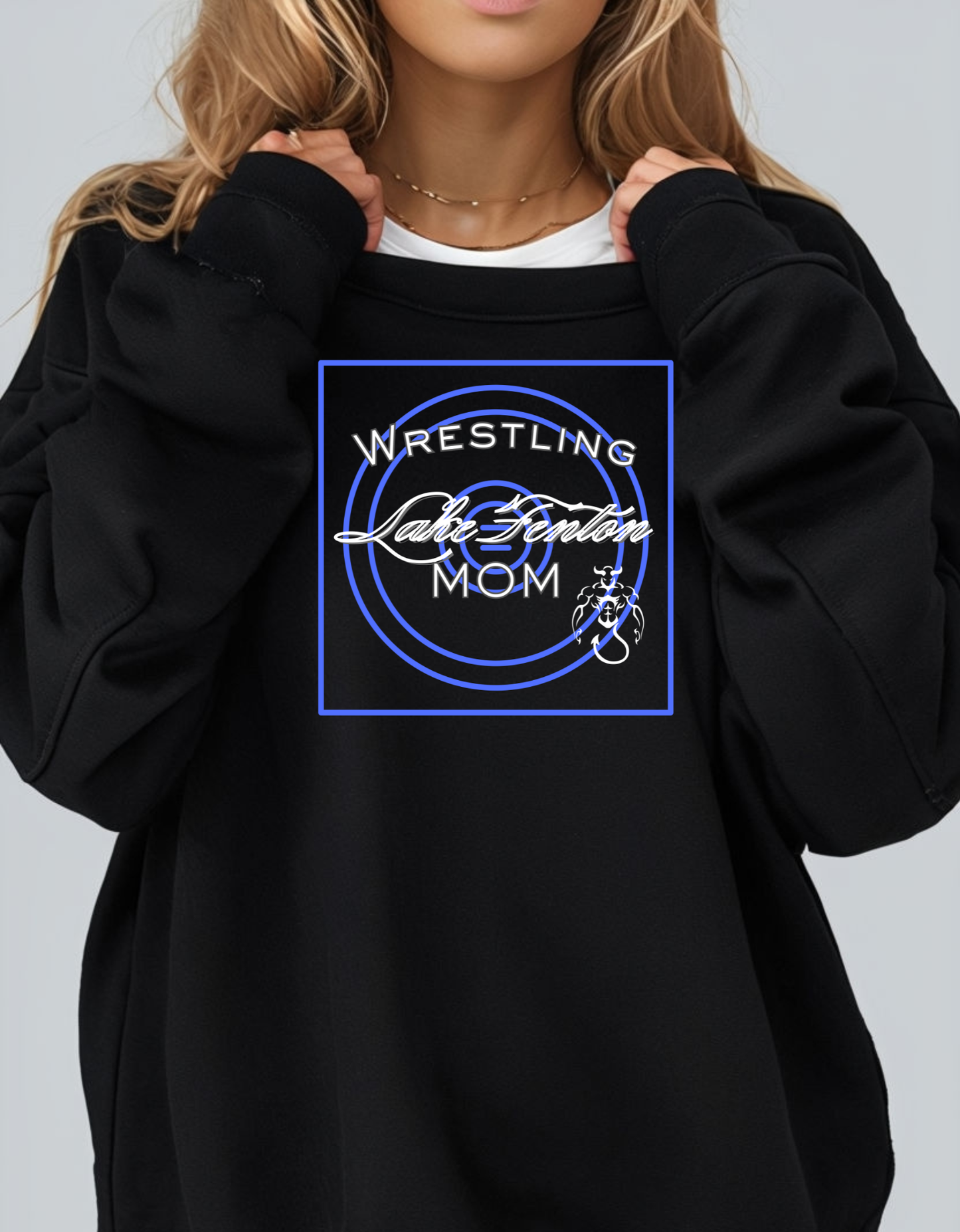 Wrestling Mom Lake Fenton, Fenton, Holly, Linden Wrestling Mom Crewneck, Includes Personalization