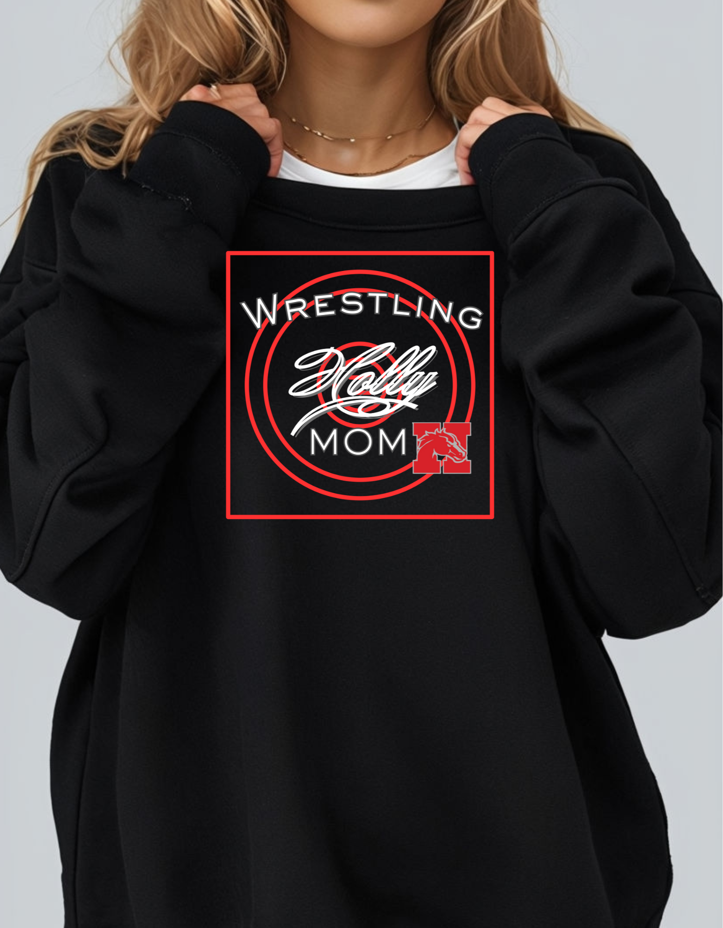Wrestling Mom Lake Fenton, Fenton, Holly, Linden Wrestling Mom Crewneck, Includes Personalization