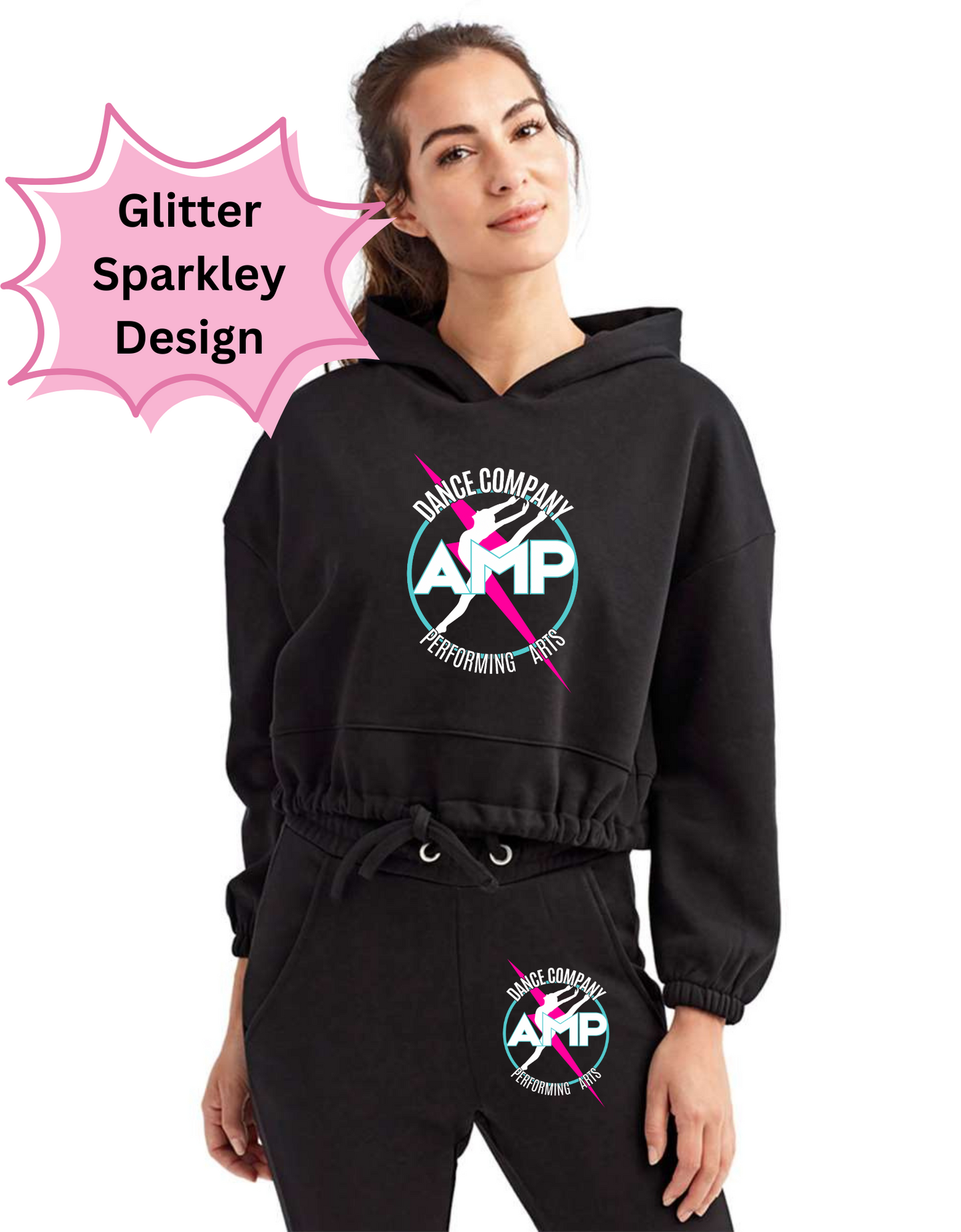 AMP Dance Co. Performing Arts Cropped Hooded Sweatshirt by TriDri Adult Sizes XS S/M L/XL 2XL