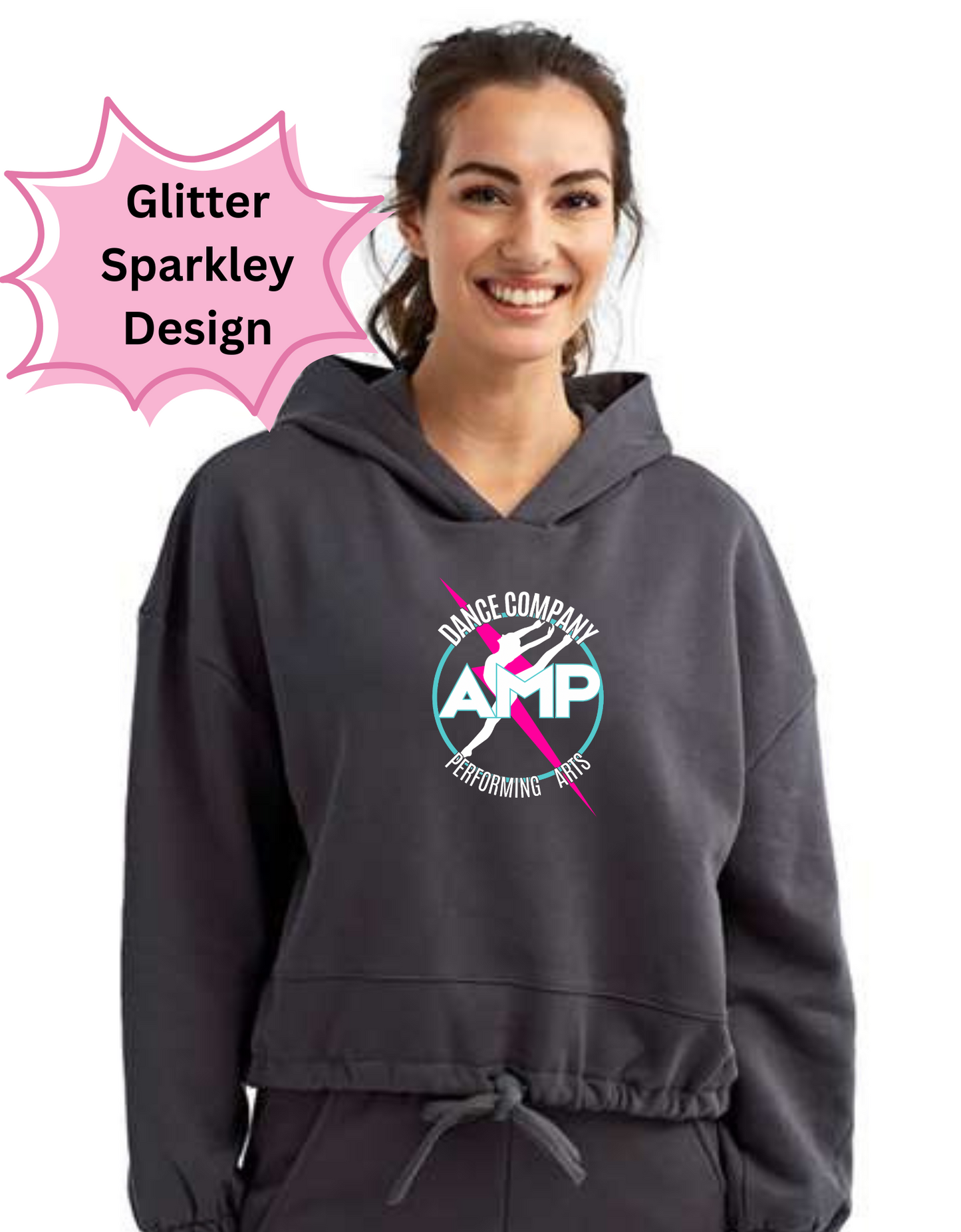 AMP Dance Co. Performing Arts Cropped Hooded Sweatshirt by TriDri Adult Sizes XS S/M L/XL 2XL