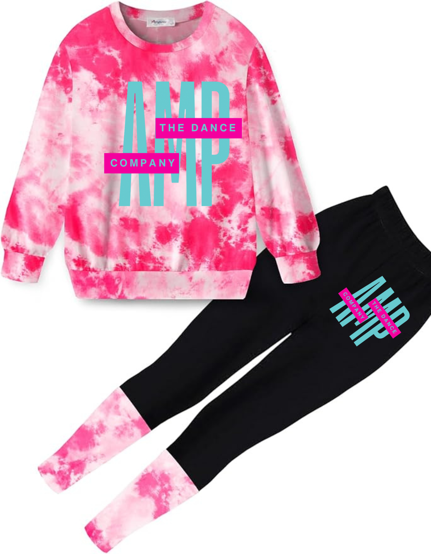 AMP Dance Co.  Infant Toddler Youth 2 Piece Graphic Pullover Sweatshirt and Leggings Sizes