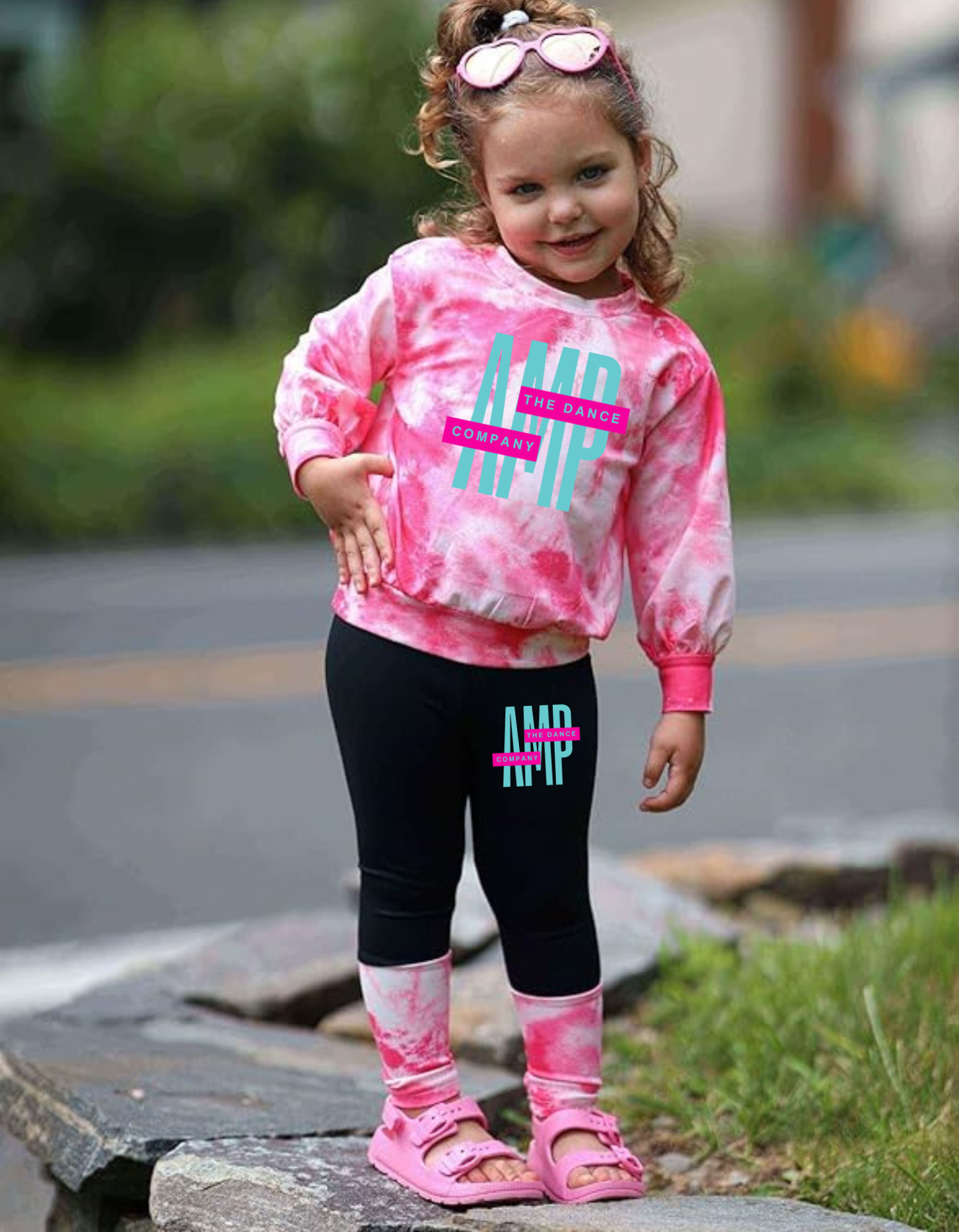 AMP Dance Co.  Infant Toddler Youth 2 Piece Graphic Pullover Sweatshirt and Leggings Sizes