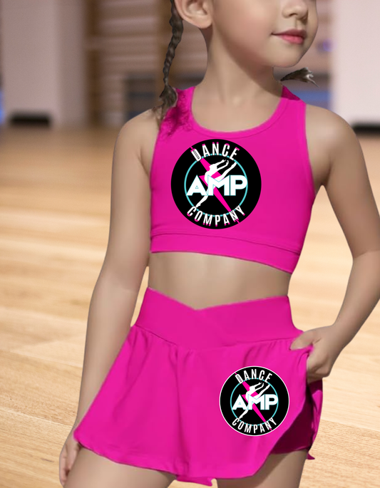 2-Piece AMP Dance Co. Crop Tank &amp; Skort Set – Sizes 4T, 5T, 6Y &amp; 7Y