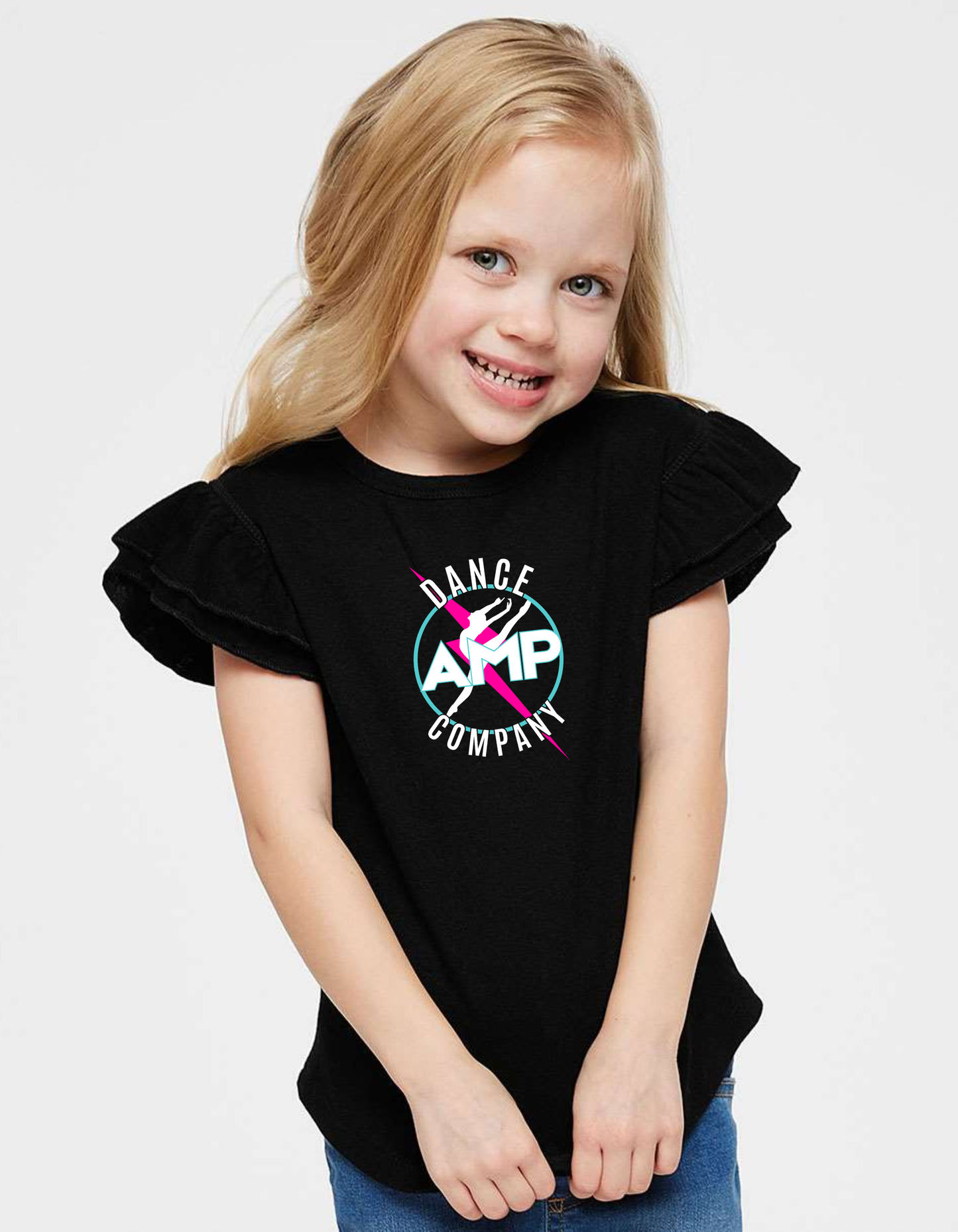 AMP The Dance Company Toddler Ruffle Graphic T-Shirt – Sizes 2T, 3T, 4T, 5/6