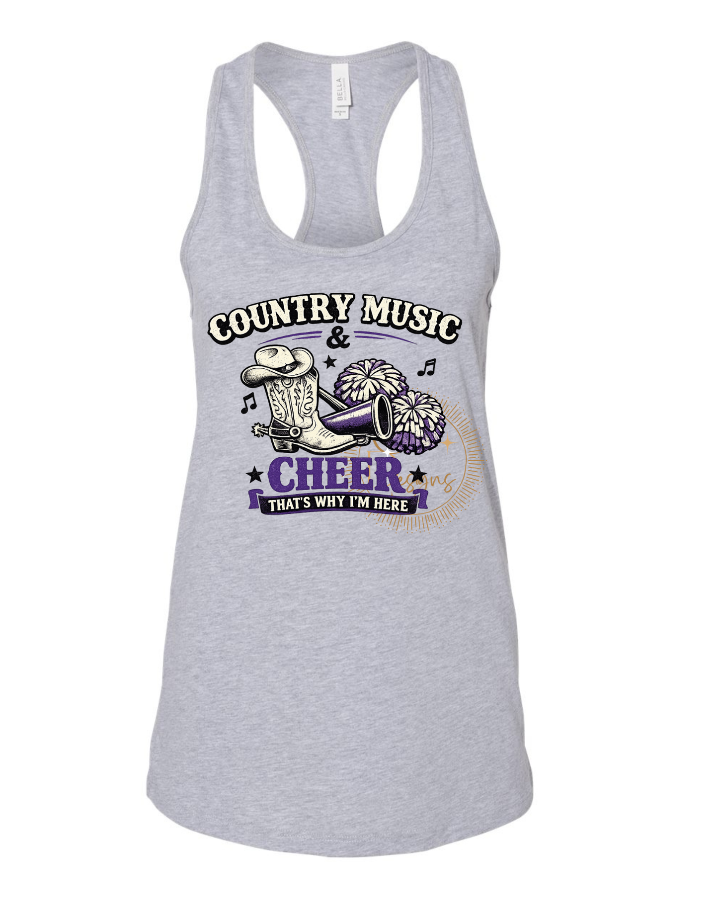 Country Music and Cheer That's Why I'm Here Bella Canvas T-Shirt Adult Sizes XS-2XL