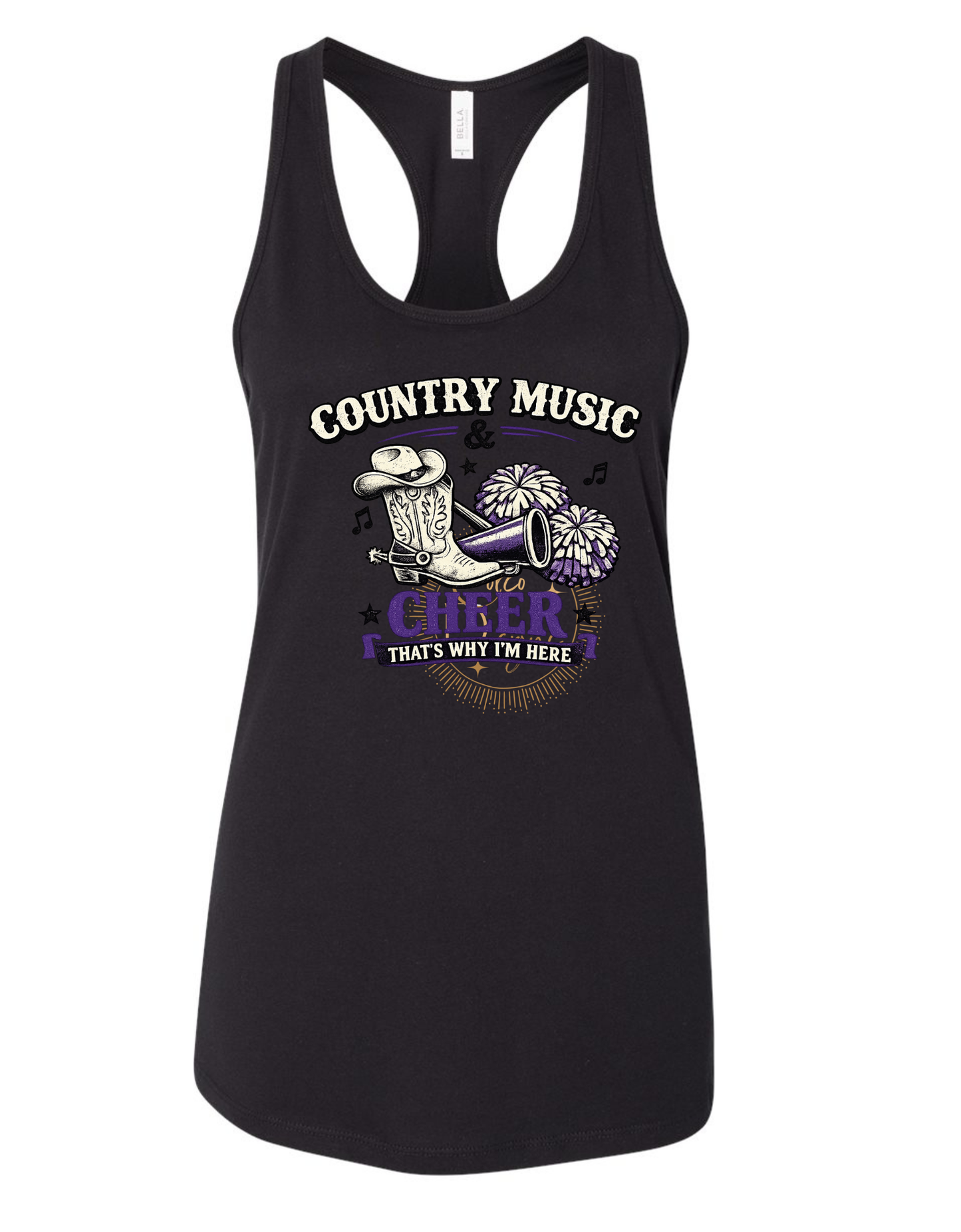 Country Music and Cheer That's Why I'm Here Bella Canvas T-Shirt Adult Sizes XS-2XL