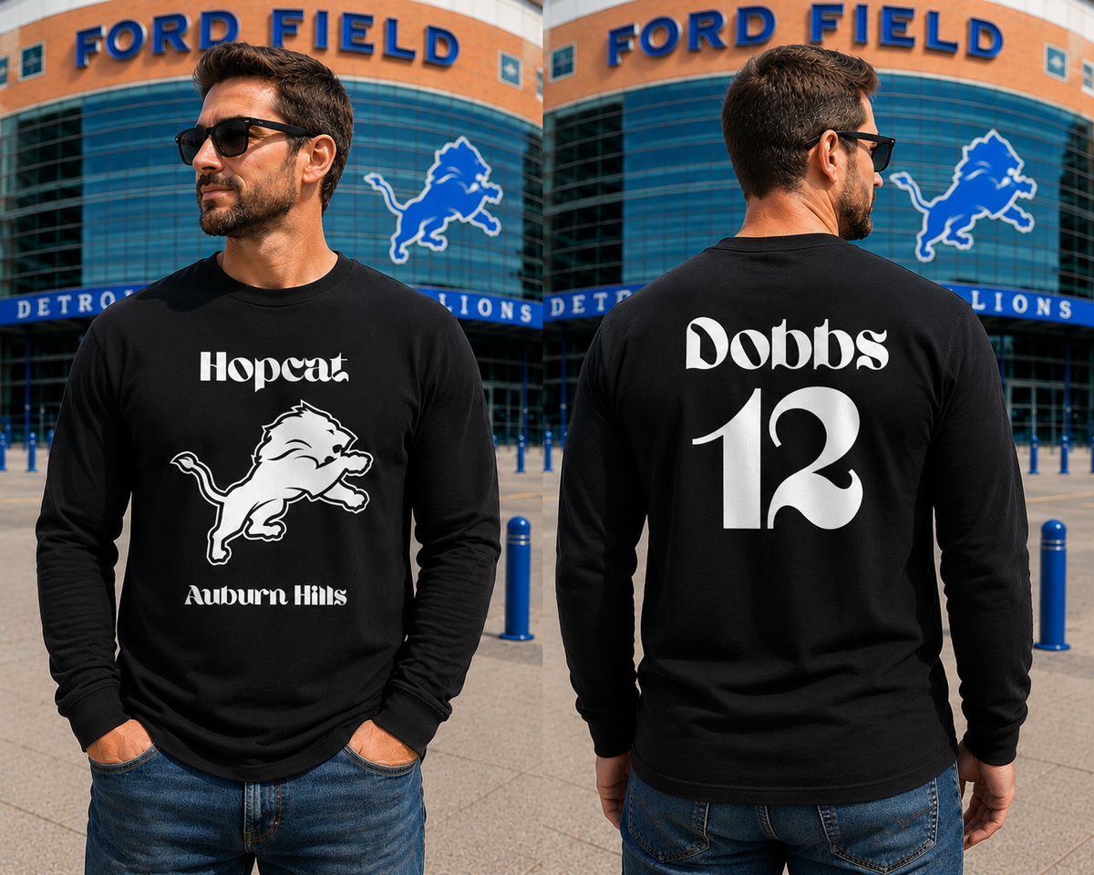 Custom HopCat Detroit Game Day Long Sleeve T-Shirt Unisex Sizes S-3X