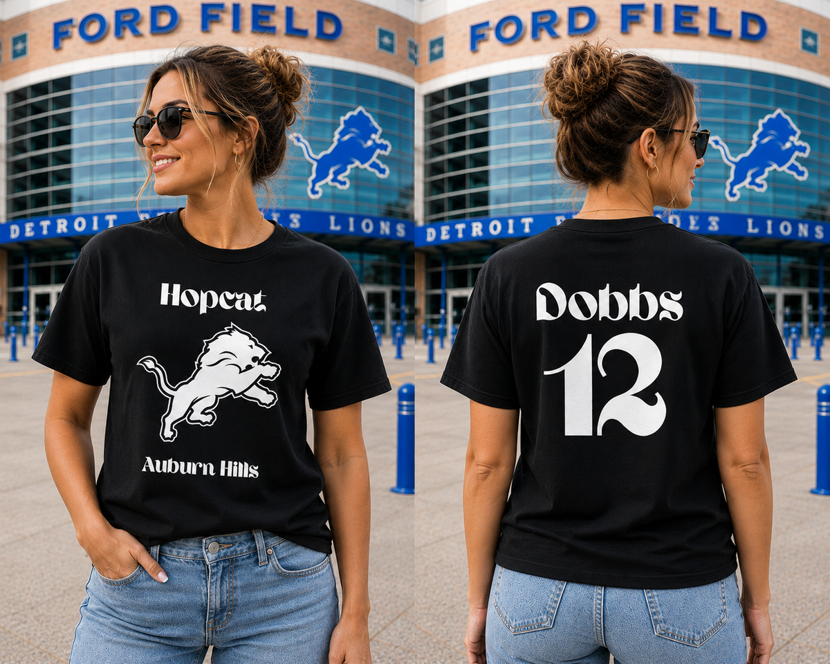 Custom HopCat Detroit Game Day T-Shirt Unisex Sizes XS-4XL