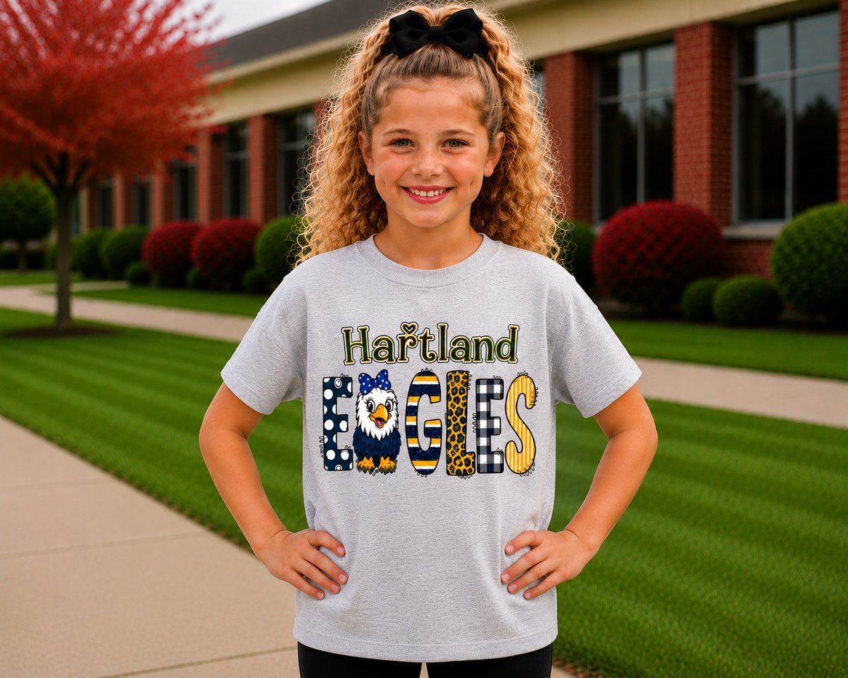 Hartland Eagles Youth Shirt | Kids School Spirit Wear | Eagles T-Shirt Crewneck Hoodie | Red Black White Linden Apparel Sizes XS-XL