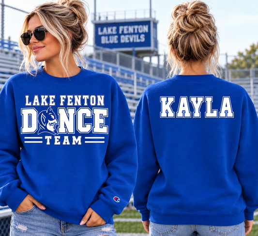 Lake Fenton Dance Team Personalized Royal Blue Champion Crewneck Sweatshirts
