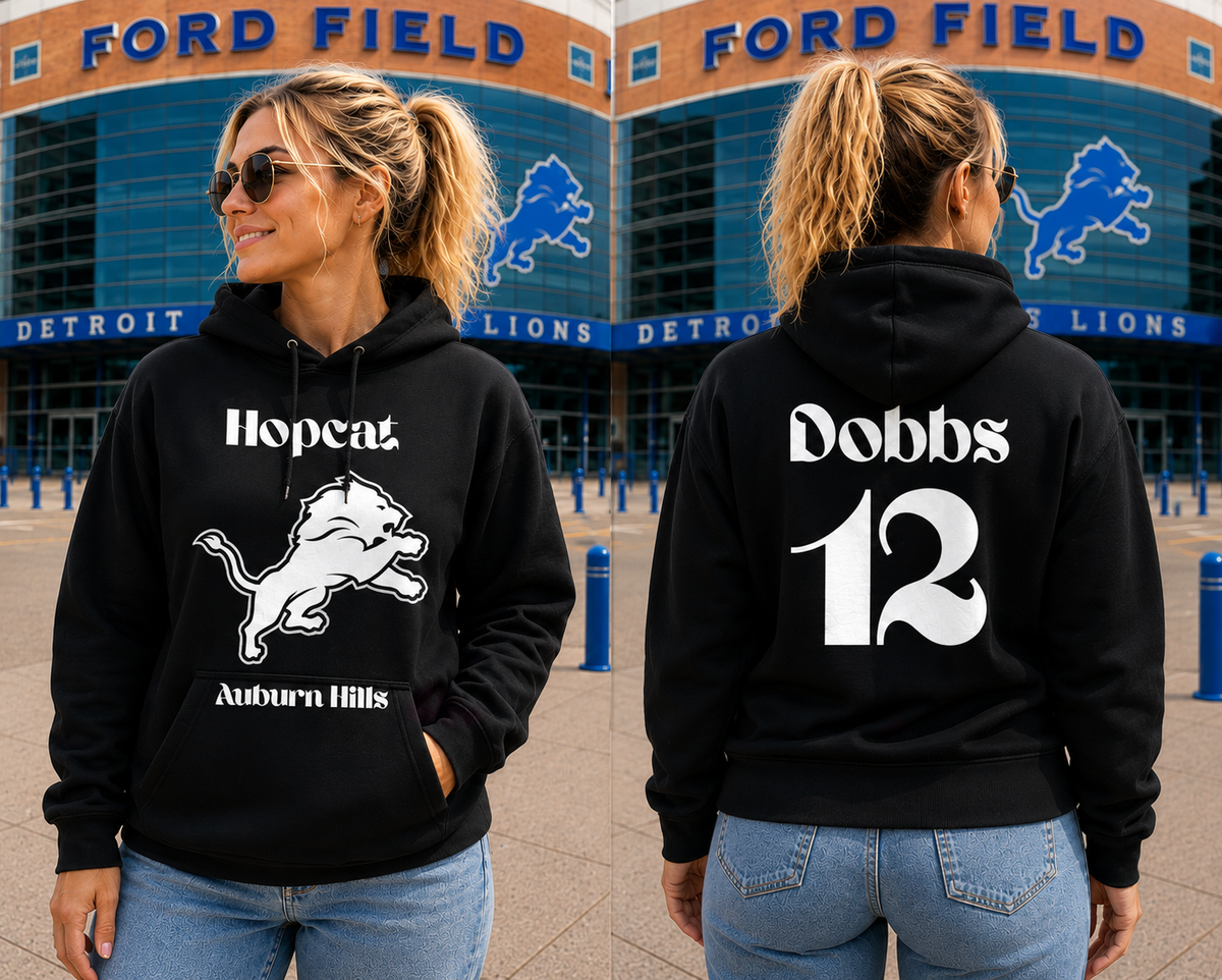 Custom HopCat Detroit Game Day Hoodie Sweatshirt Unisex Sizes XS-4XL