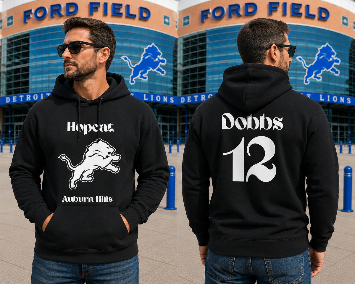 Custom HopCat Detroit Game Day Hoodie Sweatshirt Unisex Sizes XS-4XL