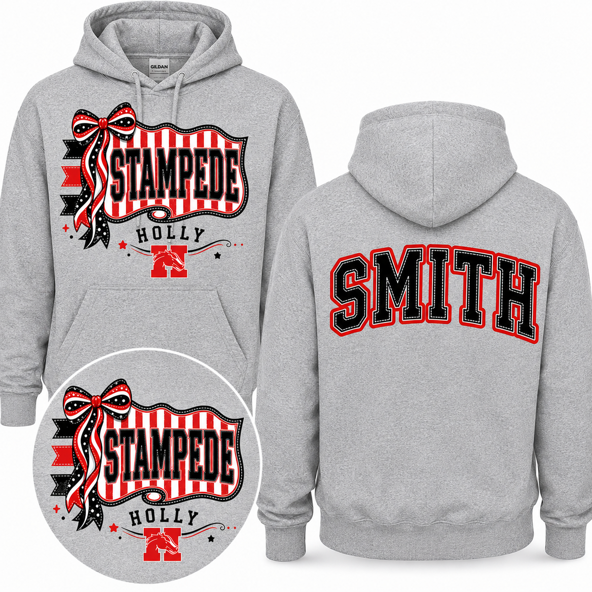 Holly Stampede Penant Personalized Spirit Wear | Gildan Softstyle T-Shirt, Crewneck Sweatshirt or Hoodie  Hook (Copy)