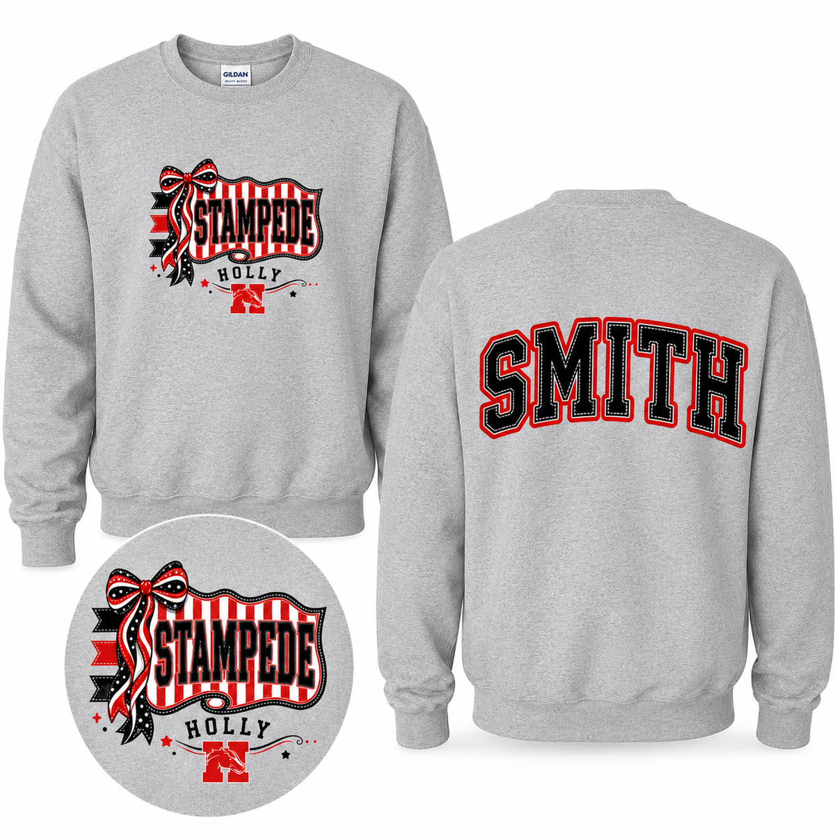 Holly Stampede Penant Personalized Spirit Wear | Gildan Softstyle T-Shirt, Crewneck Sweatshirt or Hoodie  Hook (Copy)