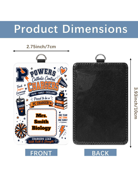 Personalized ID Badge Holders - Powers Catholic High School Staff Administration Teachers