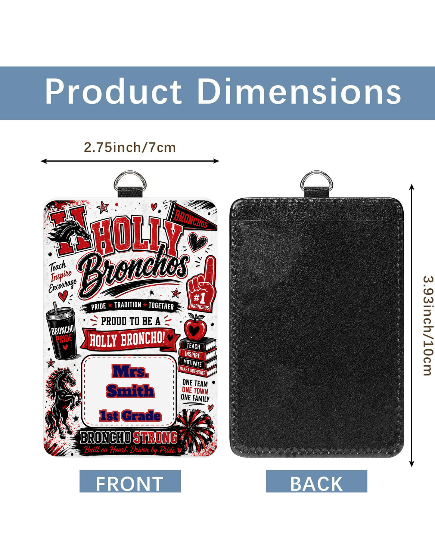 Personalized ID Badge Holders -  Holly Bronchos Teacher / Staff / Administration
