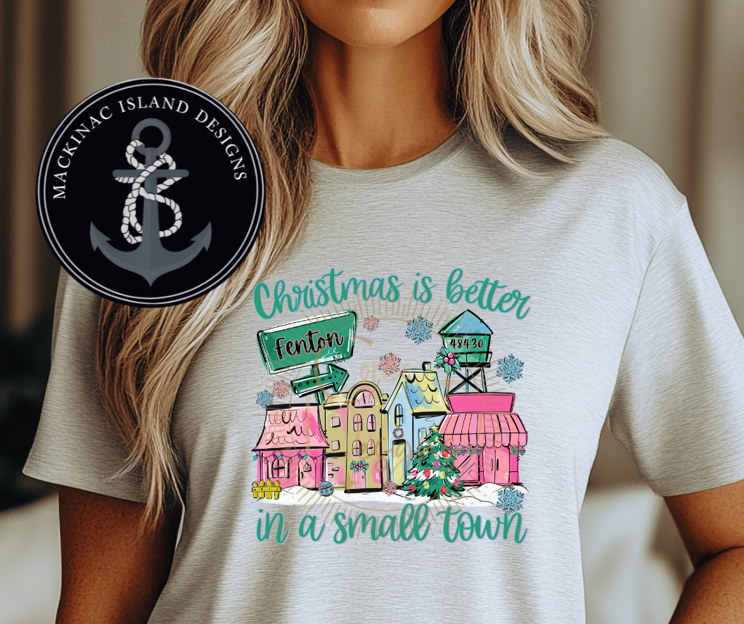 Custom Town &amp; Zip Code Christmas in a Small Town Sweatshirt – Unisex Crewneck (S–4XL)