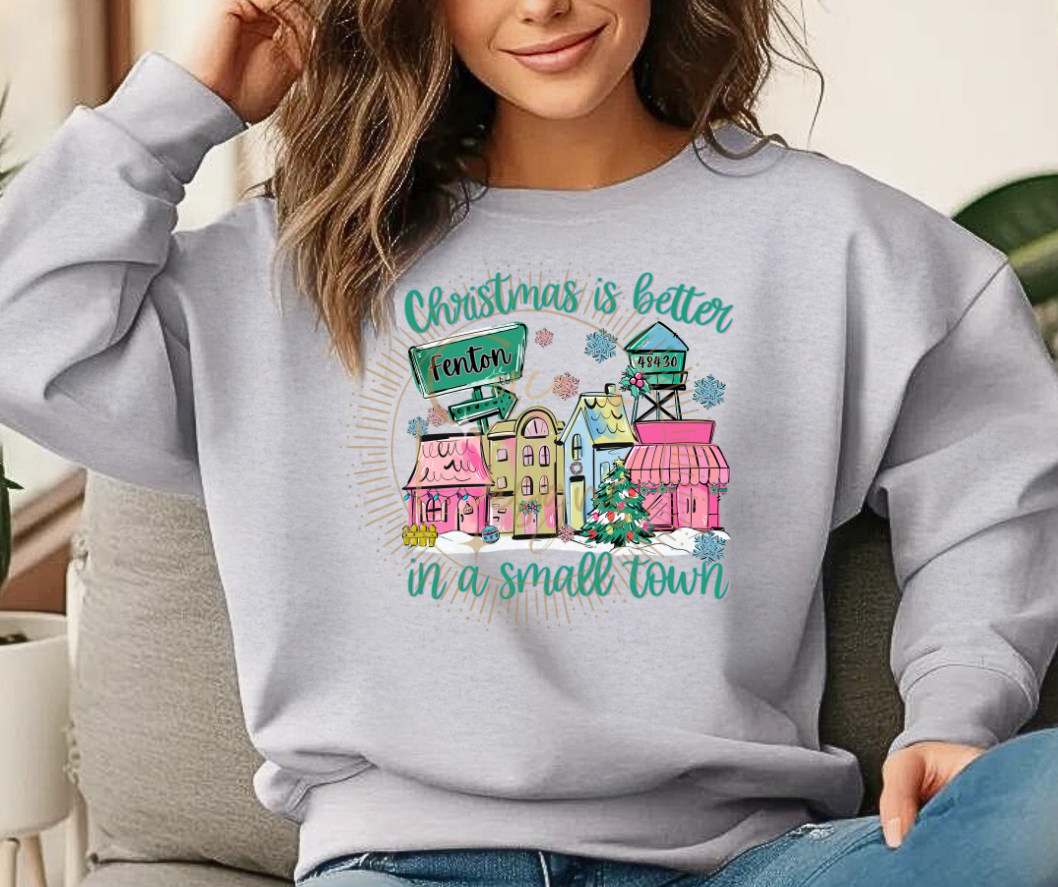 Custom Town &amp; Zip Code Christmas in a Small Town Sweatshirt – Unisex Crewneck (S–4XL)