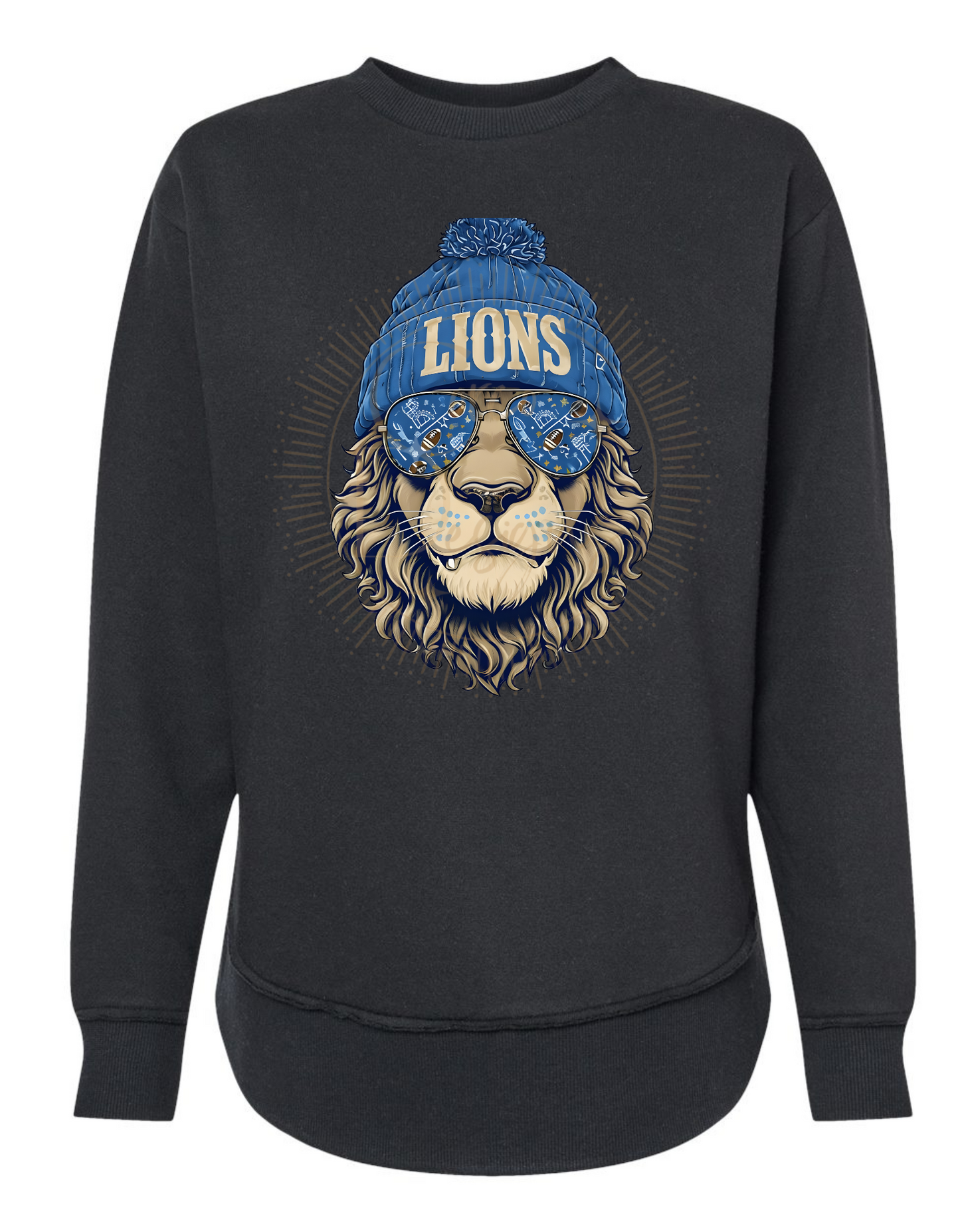 Detroit Football Lions Beanie Sunglasses Women's LAT Weekend Fleece Sweatshirt Sizes S-2XL