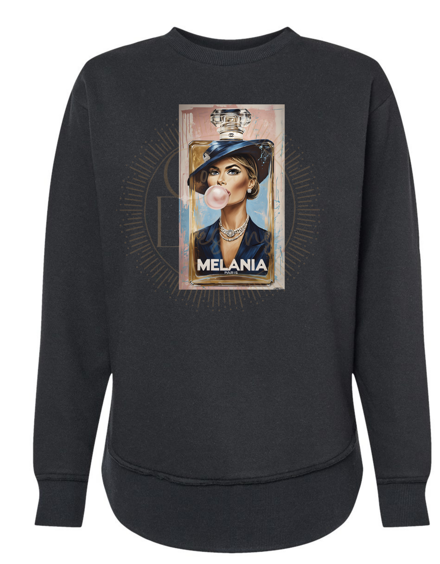 Melania Trump First Lady Perfume Bottle Paris Women's LAT Weekend Fleece Sweatshirt Sizes S-2XL, MAGA, Inauguration