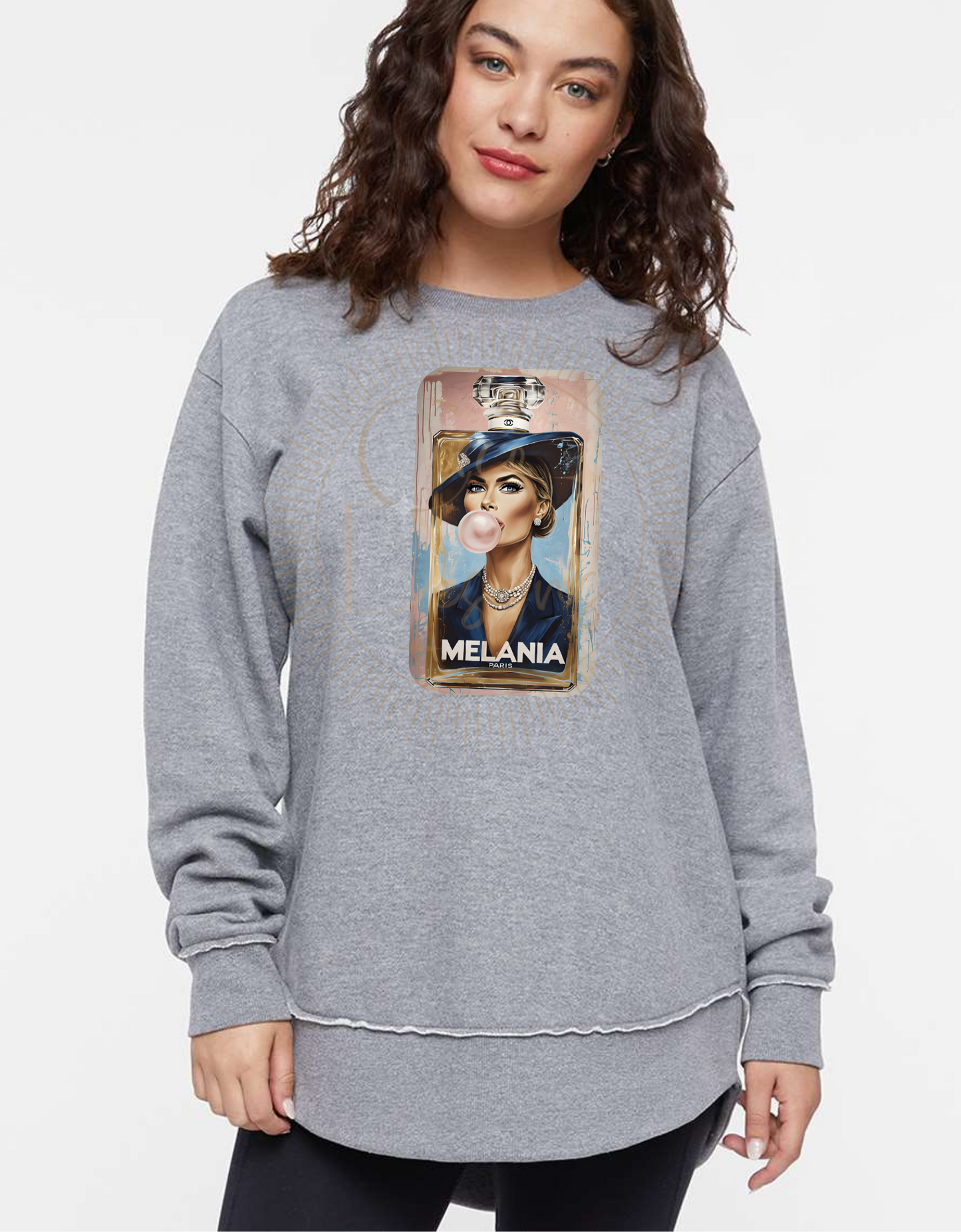 Melania Trump First Lady Perfume Bottle Paris Women's LAT Weekend Fleece Sweatshirt Sizes S-2XL, MAGA, Inauguration
