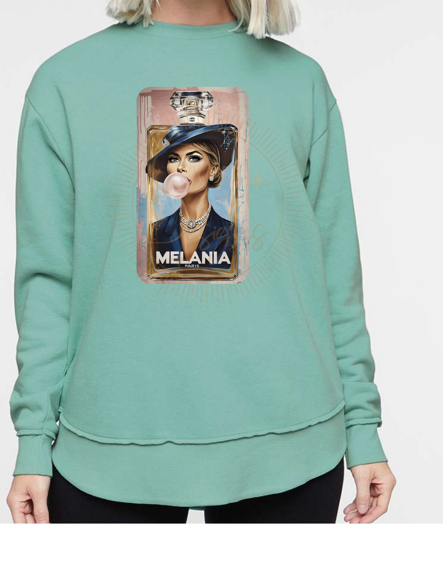 Melania Trump First Lady Perfume Bottle Paris Women's LAT Weekend Fleece Sweatshirt Sizes S-2XL, MAGA, Inauguration