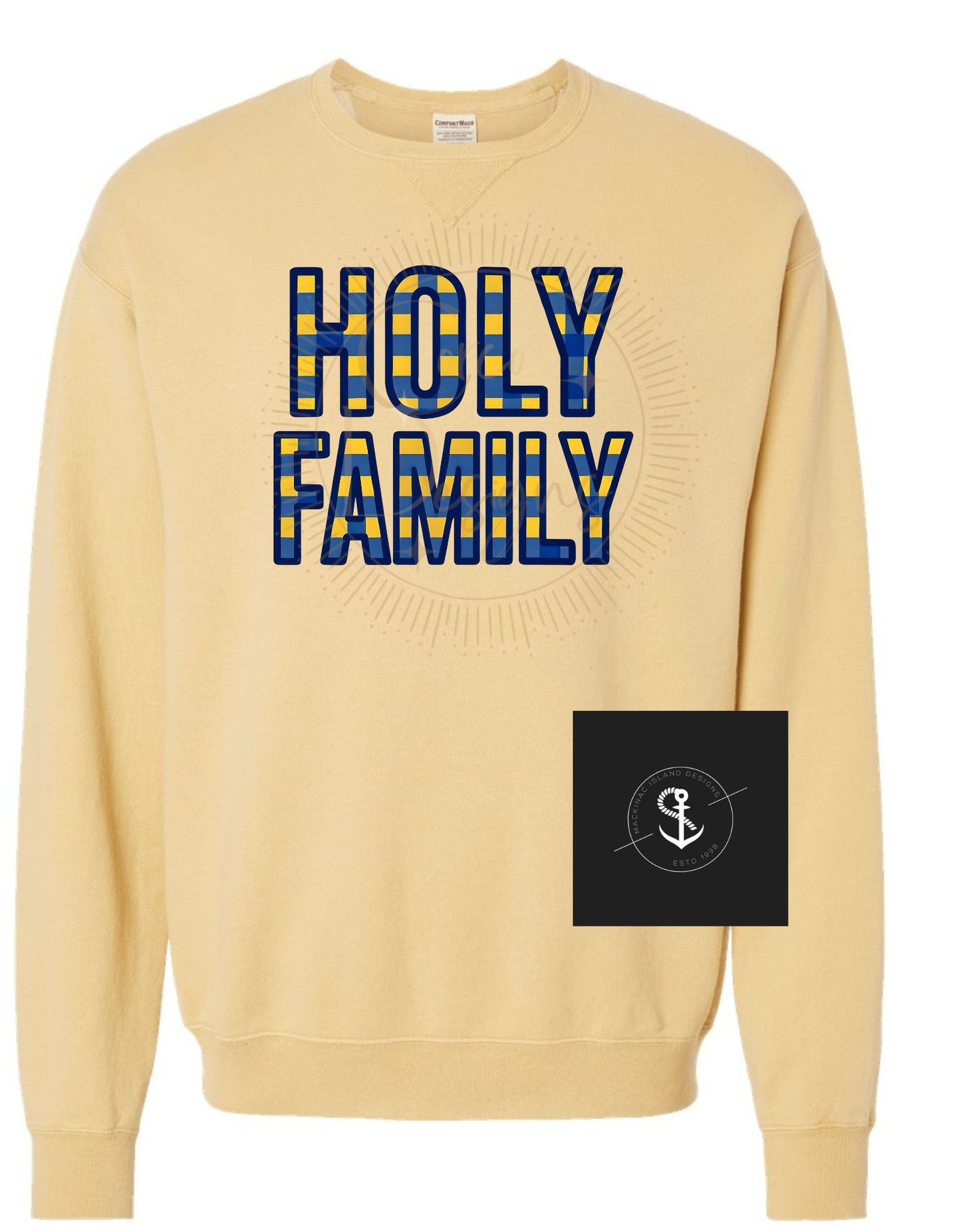 Plaid Holy Family Crewneck Cozy Soft Sweatshirt Sizes S-3XL