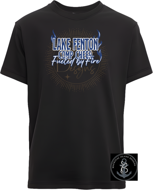 Lake Fenton Competitive Cheer T-Shirt Lake Fenton Comp Cheer Fueled By Fire 2026 Design