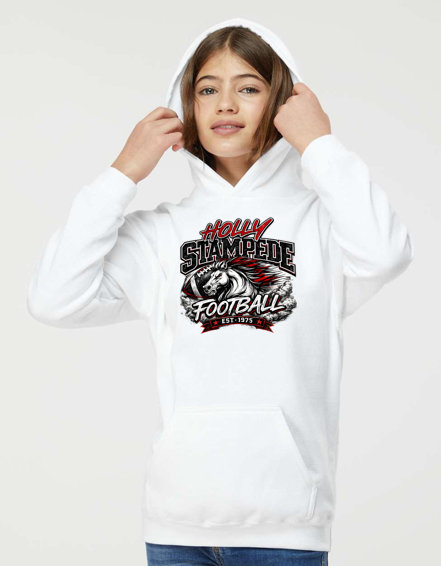 Holly Stampede Football Graphic Hooded Hoodie Sweatshirt Sizes Youth XS-XL