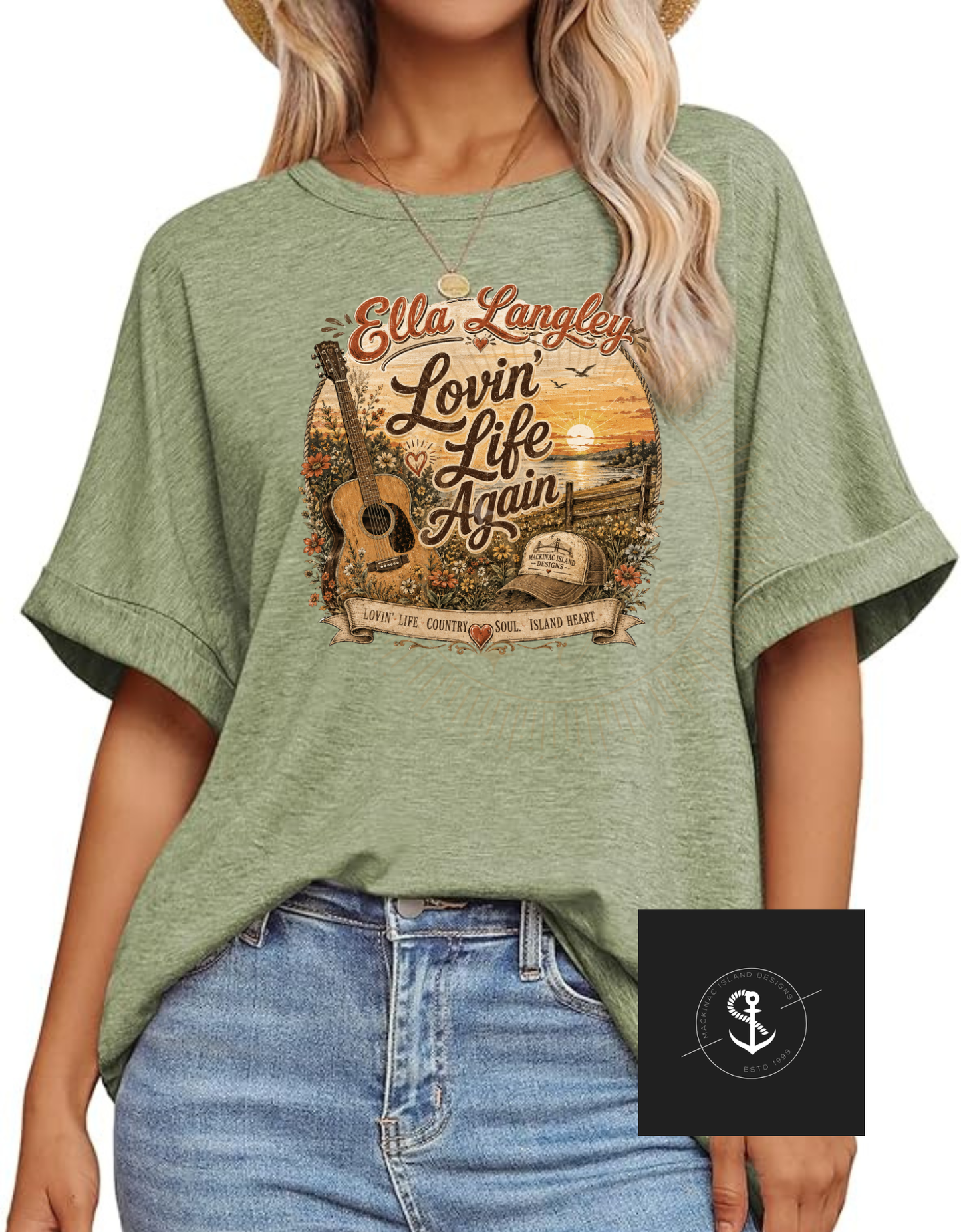 Ella Langley Lovin' Life Again Oversized Graphic Tee | Country Music Inspired Over Sized Shirt Small-3X