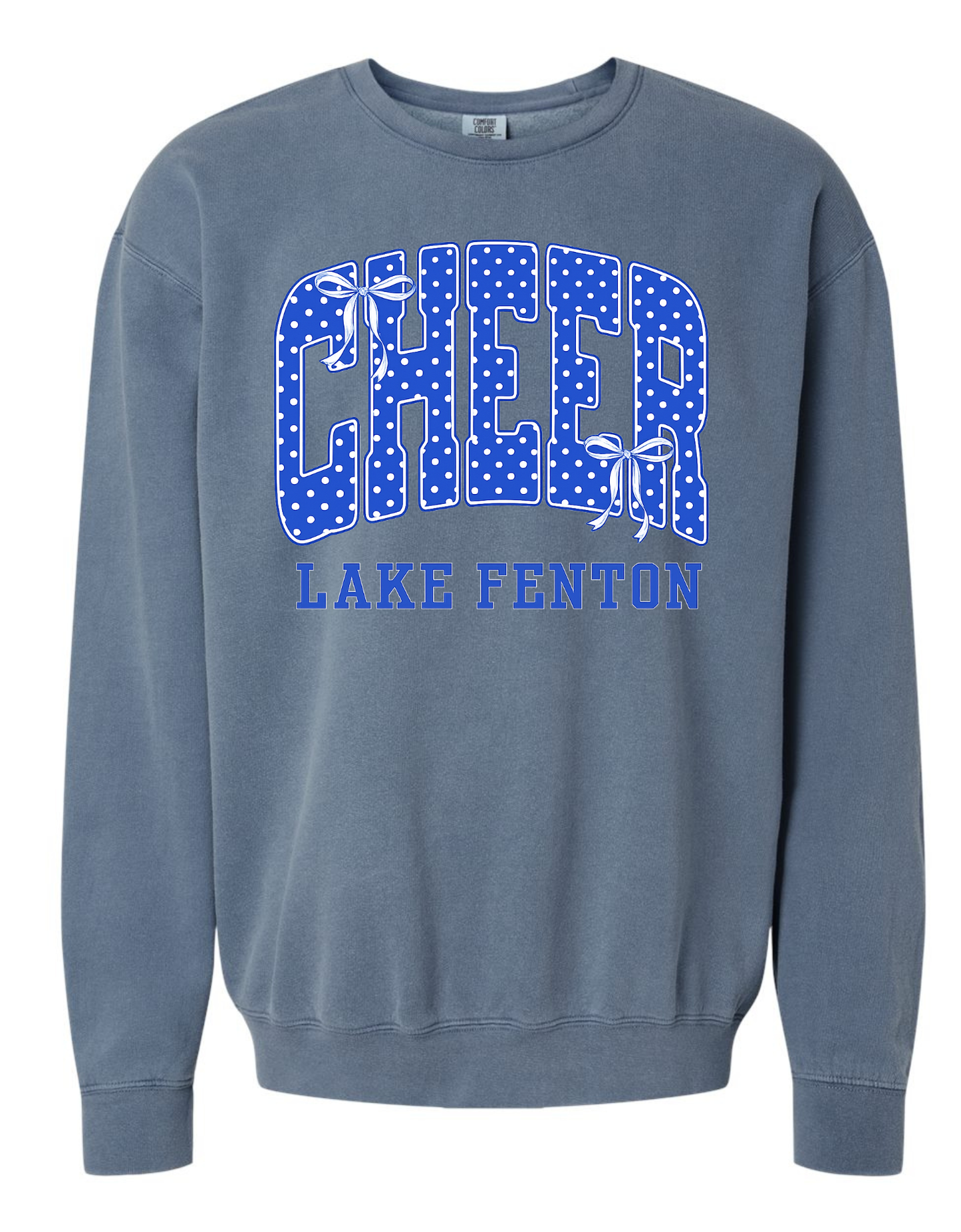 LAKE FENTON DOTS & BOWS PERSONALIZED SWEATSHIRT COMFORT COLORS SIZES S-4XL ADULT