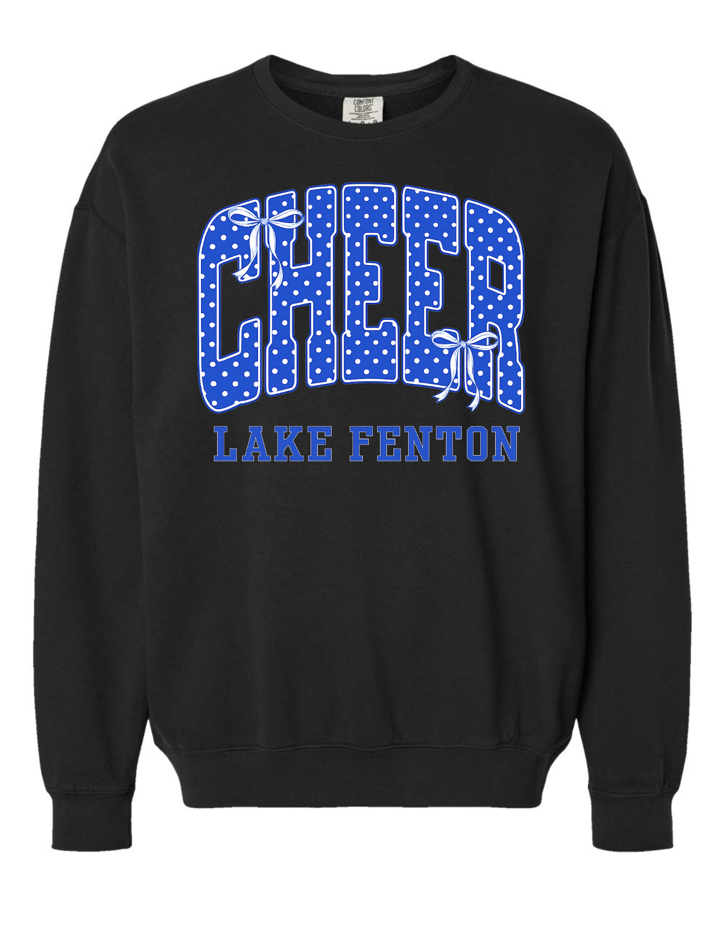 LAKE FENTON DOTS & BOWS PERSONALIZED SWEATSHIRT COMFORT COLORS SIZES S-4XL ADULT