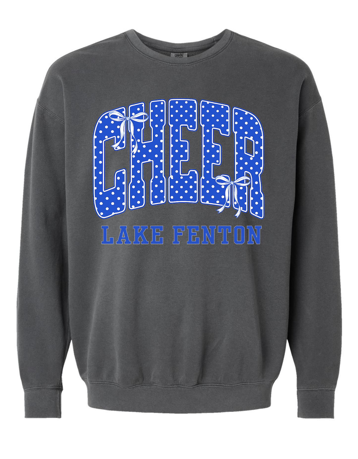LAKE FENTON DOTS & BOWS PERSONALIZED SWEATSHIRT COMFORT COLORS SIZES S-4XL ADULT