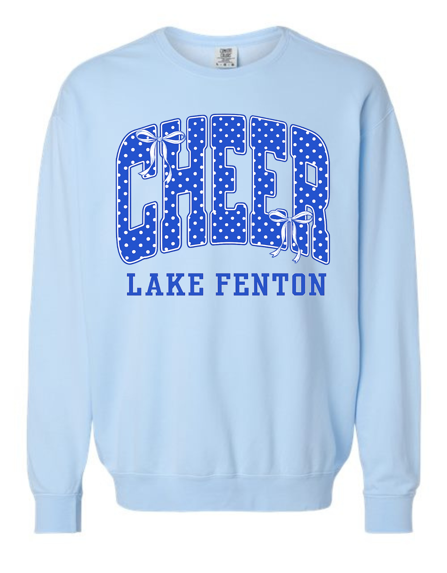 LAKE FENTON DOTS & BOWS PERSONALIZED SWEATSHIRT COMFORT COLORS SIZES S-4XL ADULT