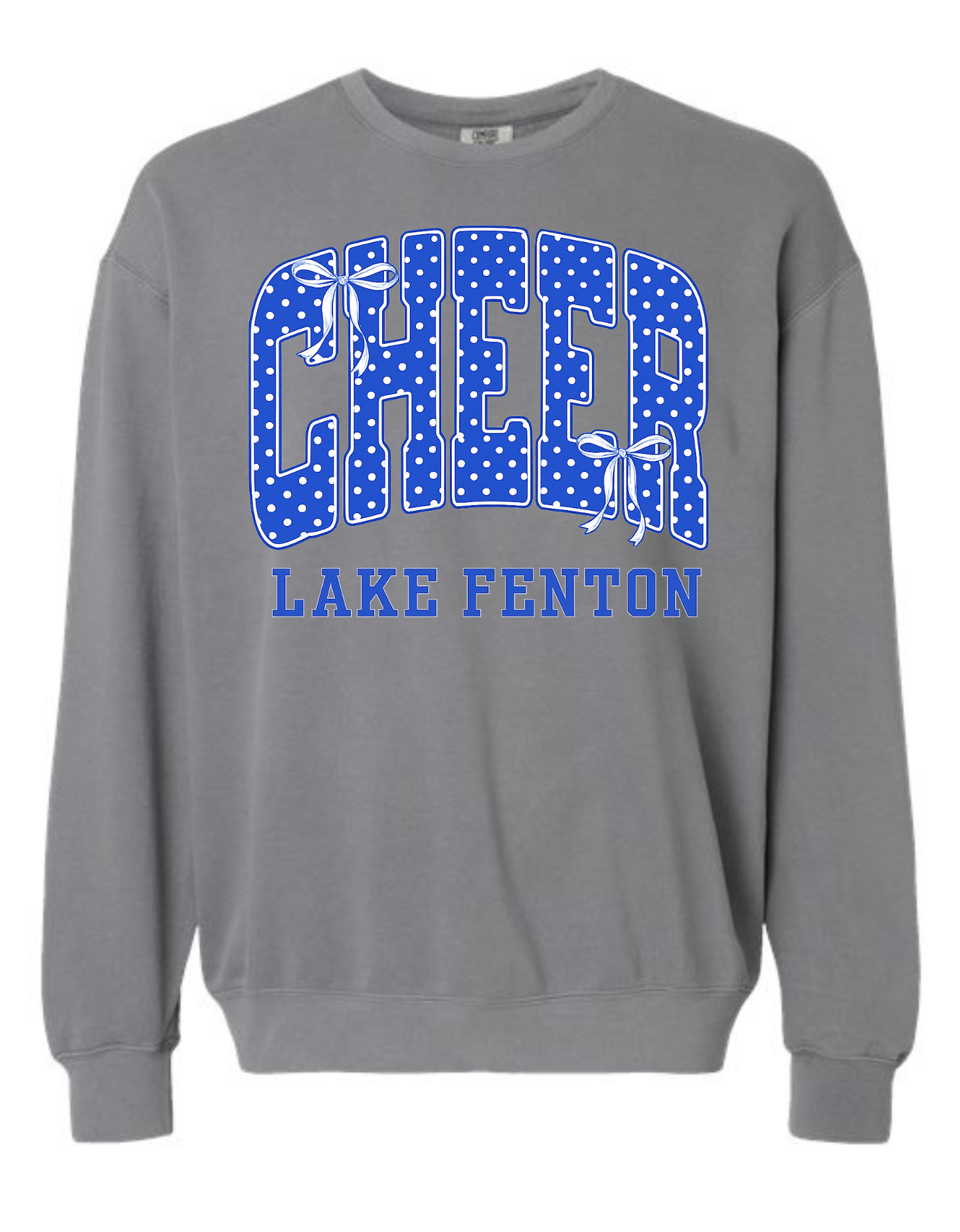 LAKE FENTON DOTS & BOWS PERSONALIZED SWEATSHIRT COMFORT COLORS SIZES S-4XL ADULT