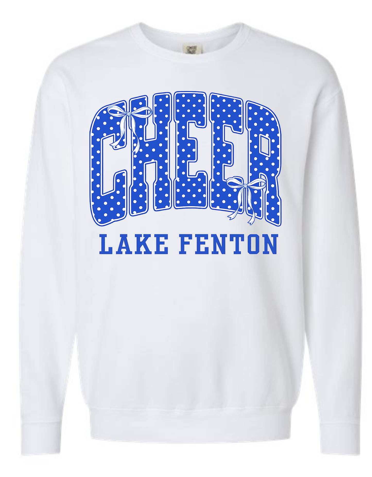 LAKE FENTON DOTS & BOWS PERSONALIZED SWEATSHIRT COMFORT COLORS SIZES S-4XL ADULT