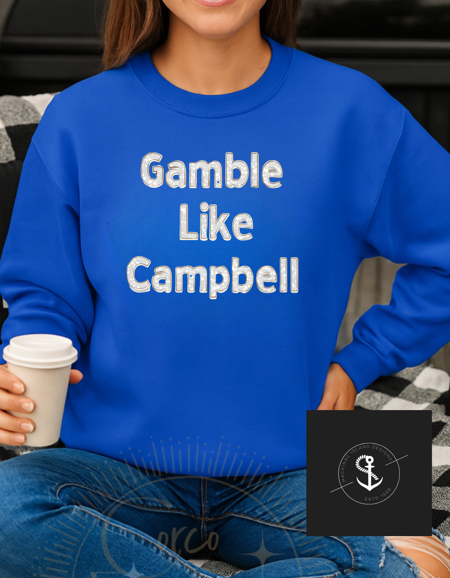 Champion Lions Football Gamble Like Campbell Crewneck Sweatshirt Glitter Faux Bling Adult Sizes Small - XL 32.00 2x 3x 36.00 (Copy)
