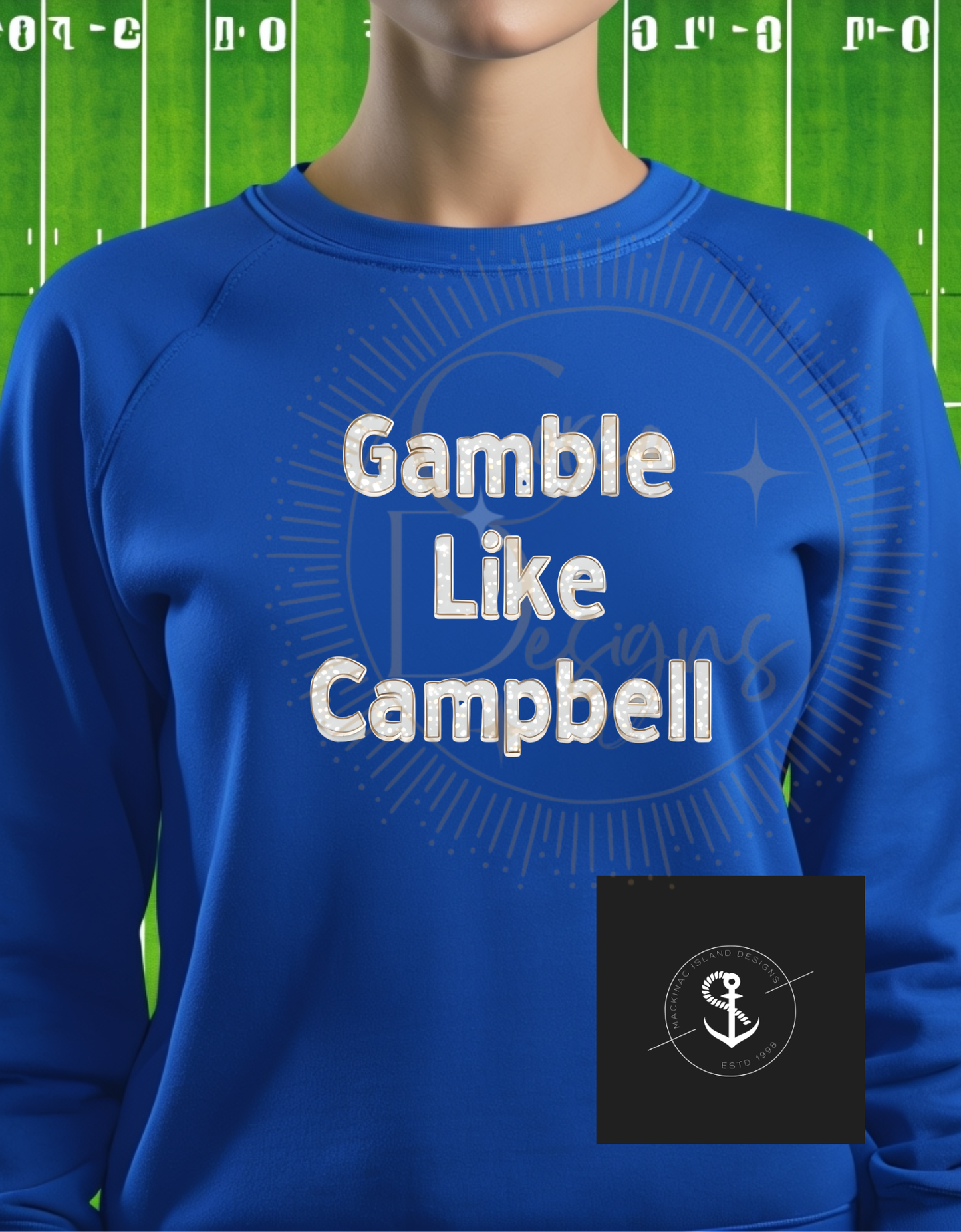 Champion Lions Football Gamble Like Campbell Crewneck Sweatshirt Glitter Faux Bling Adult Sizes Small - XL 32.00 2x 3x 36.00 (Copy)