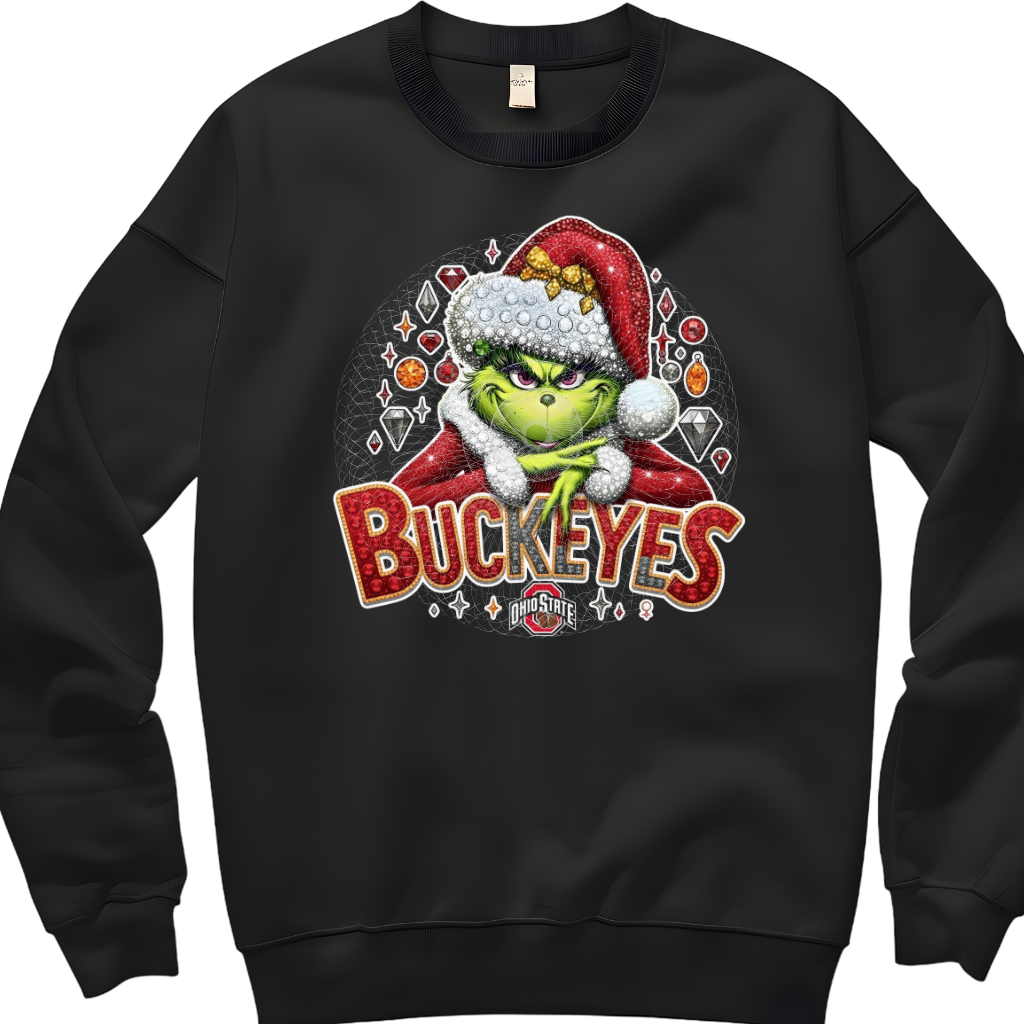 Jeweled Grinch Ohio State Christmas Crewneck Sweatshirt  Unisex Fit | Sizes S–3XL | Cozy Cotton-Poly Blend
