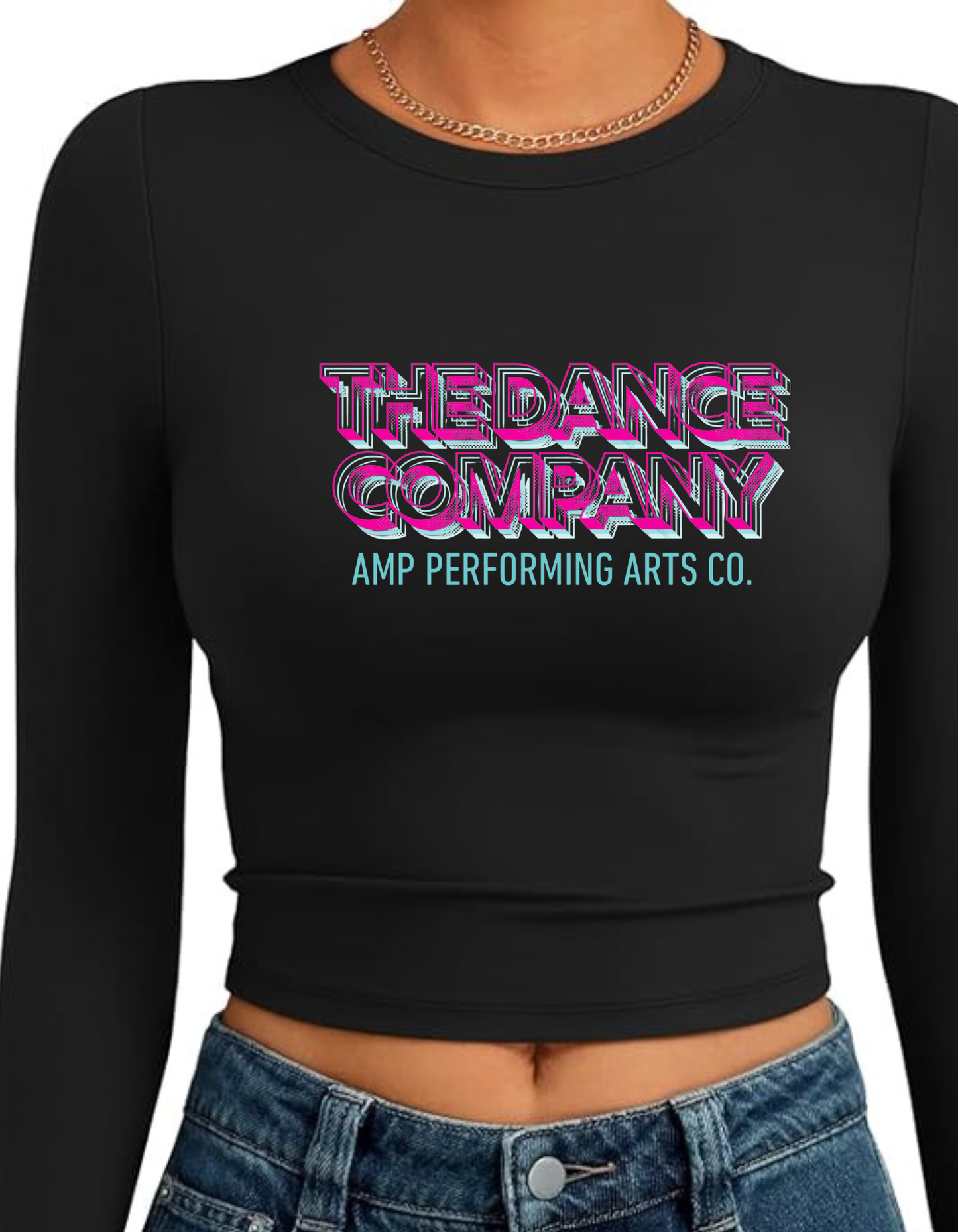 AMP Long Sleeve Crop Top Adult Sizes XXS XS S M L XL