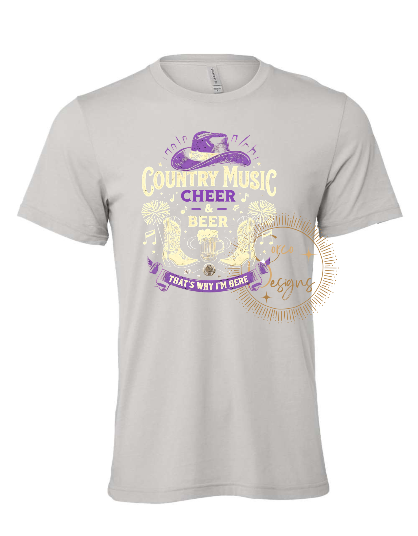 Country Music and Cheer That's Why I'm Here Bella Canvas T-Shirt Sizes Youth and Adult