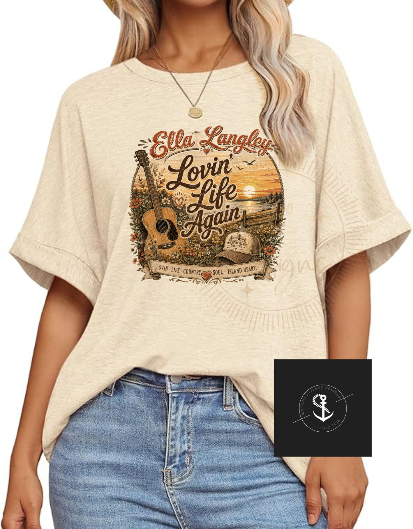 Ella Langley Lovin' Life Again Oversized Graphic Tee | Country Music Inspired Over Sized Shirt Small-3X
