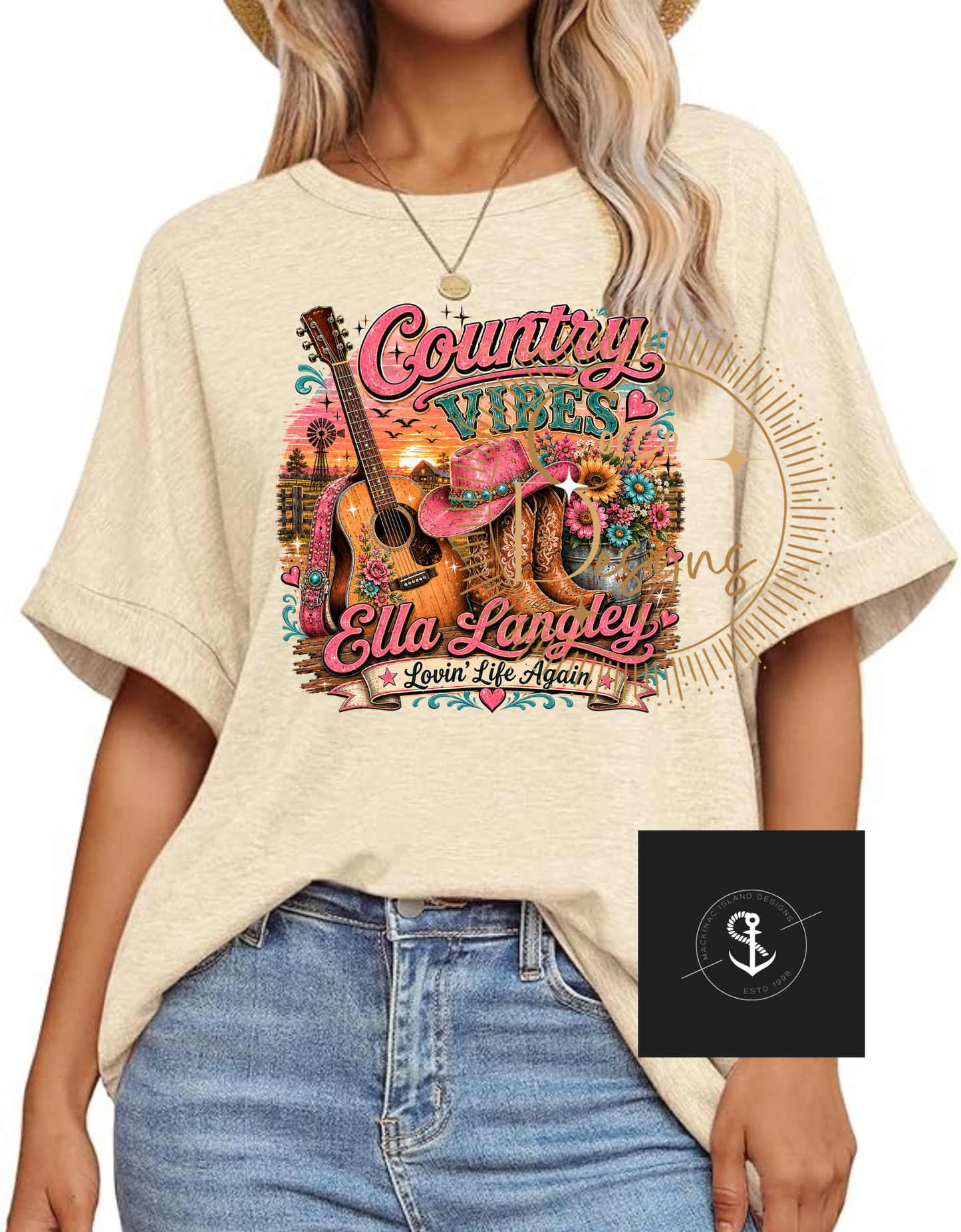 Ella Langley Lovin' Life Again Oversized Graphic Tee | Country Music Inspired Over Sized Shirt Small-3X (Copy)