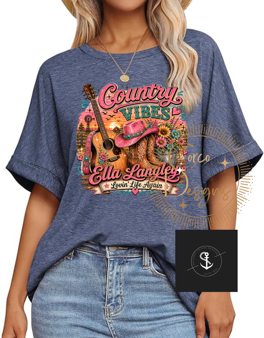 Ella Langley Lovin' Life Again Oversized Graphic Tee | Country Music Inspired Over Sized Shirt Small-3X (Copy)
