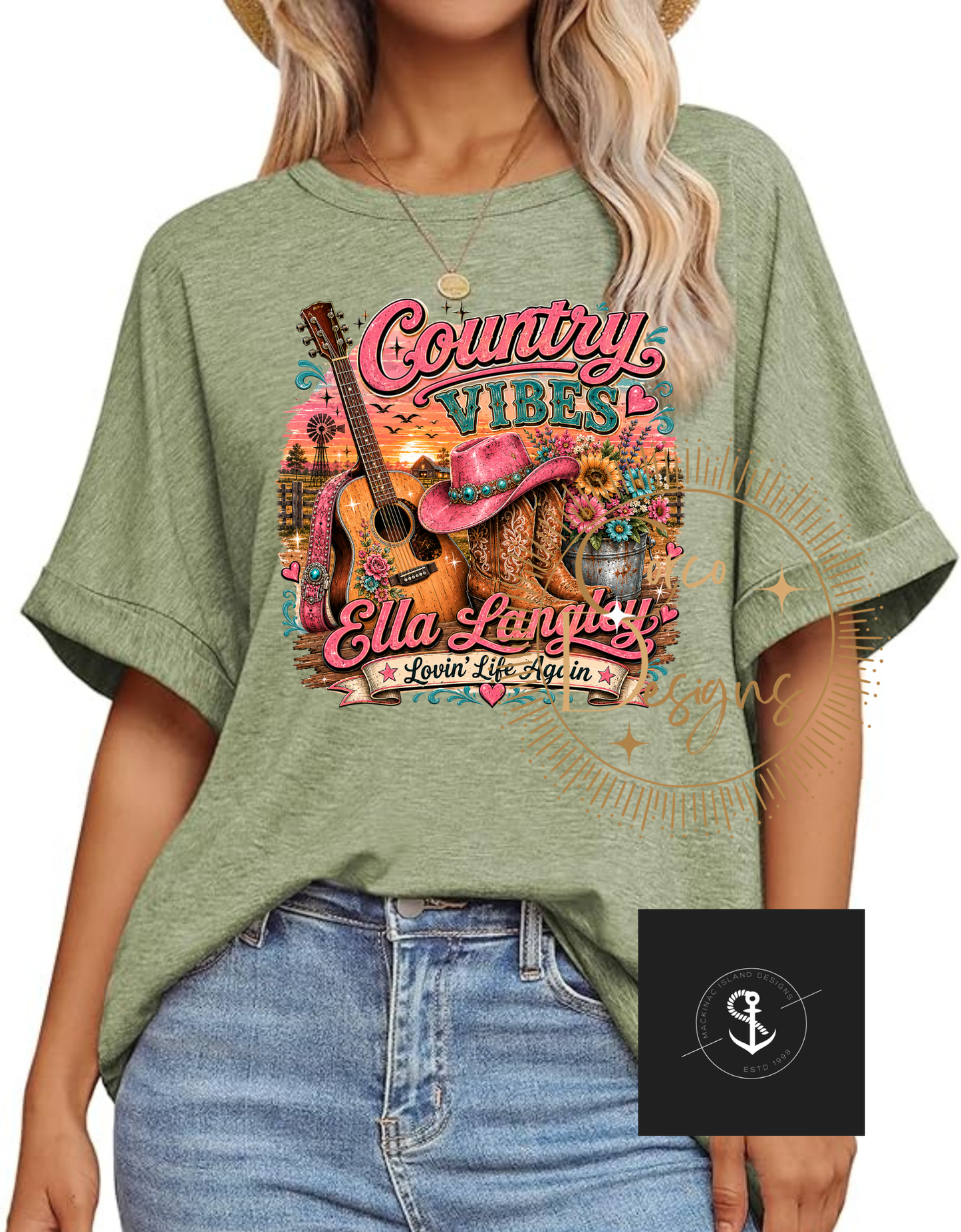 Ella Langley Lovin' Life Again Oversized Graphic Tee | Country Music Inspired Over Sized Shirt Small-3X (Copy)