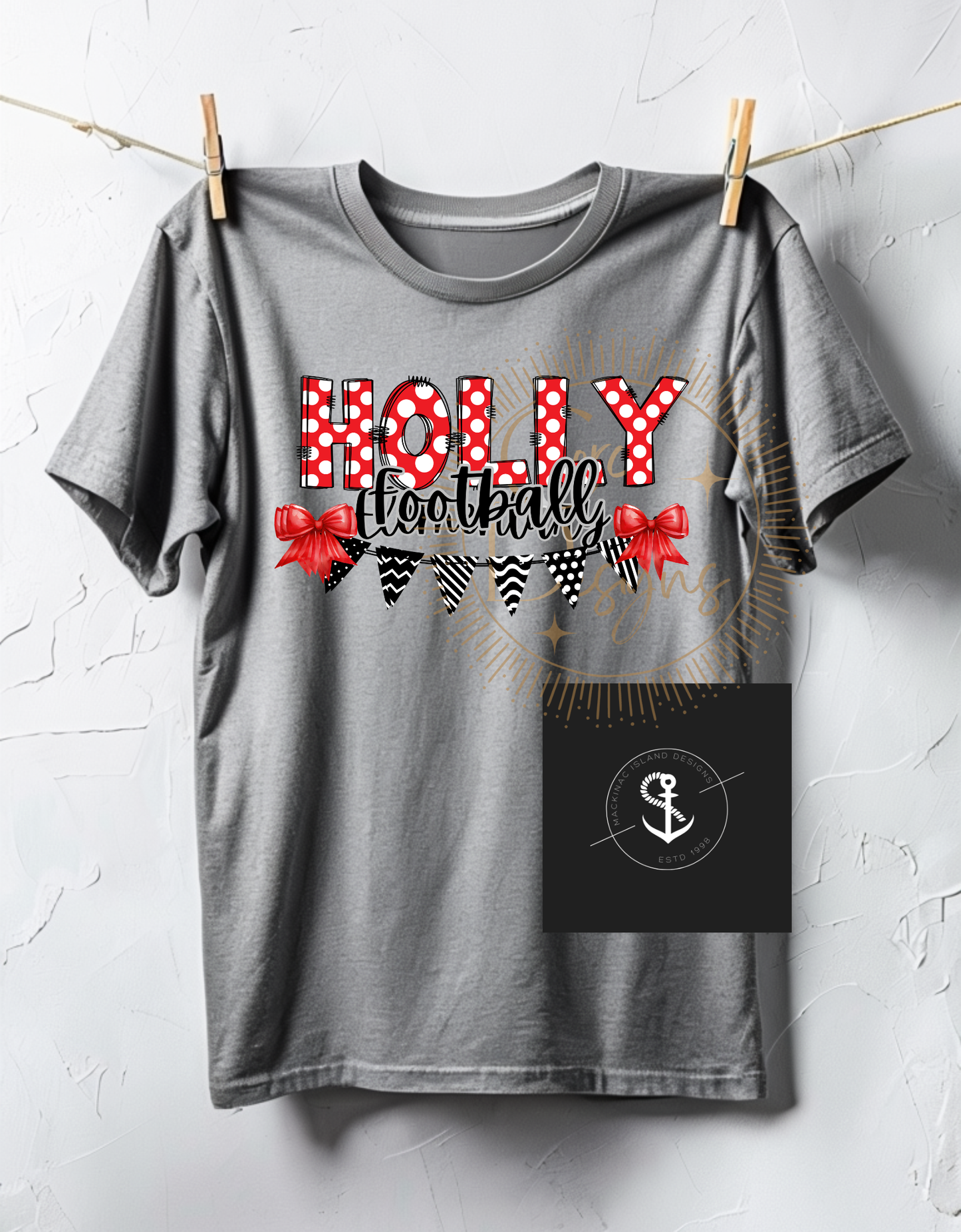 Holly Polka Dot Football T-Shirt Sizes Infant, Toddler, Youth Sizes